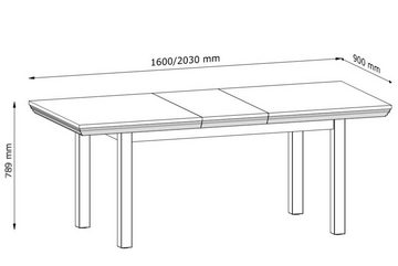 Konsimo Esstisch ARVEN Wohnzimmertisch ausziehbarer Tisch, Englischer Stil, zeitloses Design