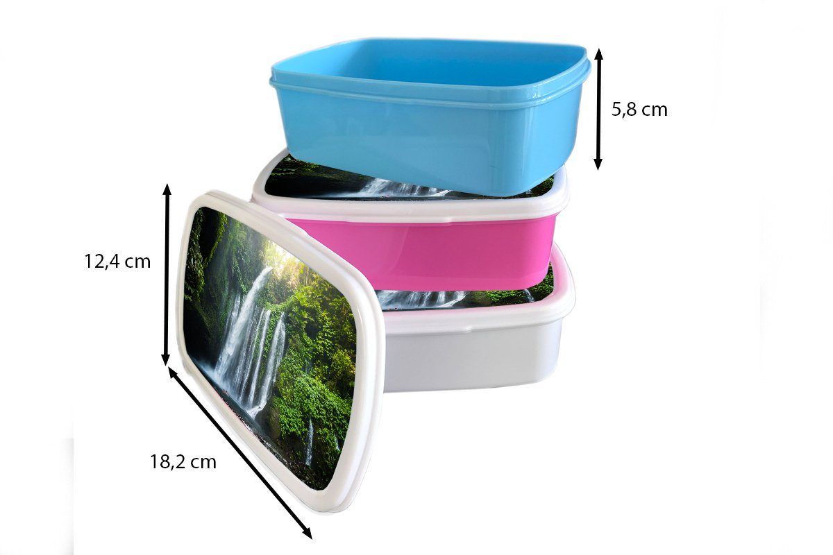 Jungs Brotdose, für Kunststoff, Kinder Mädchen MuchoWow und Wasserfall, Lunchbox (2-tlg), Brotbox und weiß Lombok Erwachsene, für