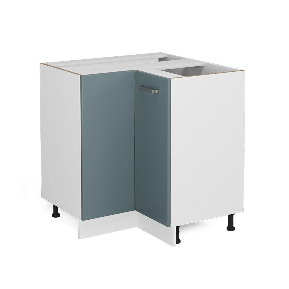 Vicco Eckunterschrank R-Line, Blau-Grau/Weiß, 75.6 cm ohne Arbeitsplatte (1-St)