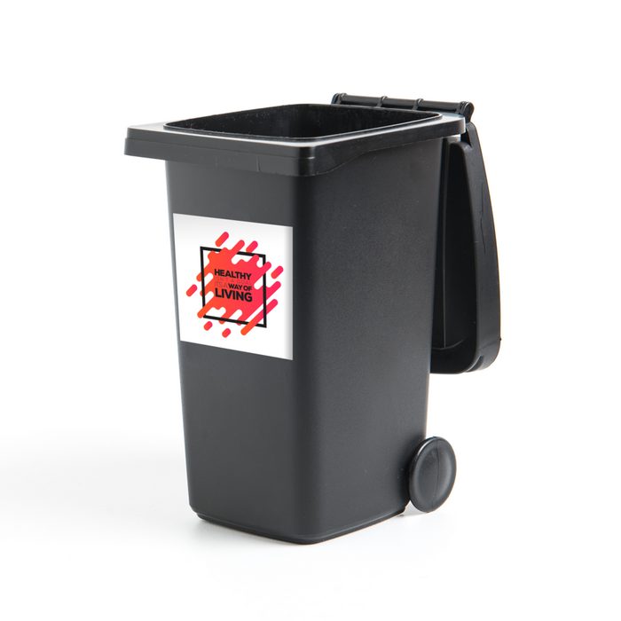 MuchoWow Wandsticker Zitate - 'Gesundheit ist kein Ziel sondern eine Lebensweise' - (1 St) Mülleimer-aufkleber Mülltonne Sticker Container Abfalbehälter