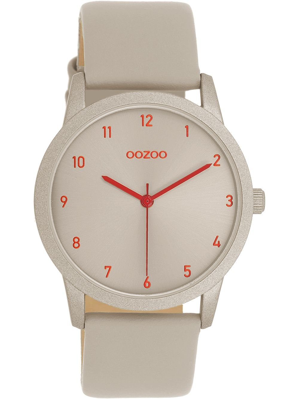 OOZOO Quarzuhr Damenuhr C11170 Taupe Lederband 38 mm C11170