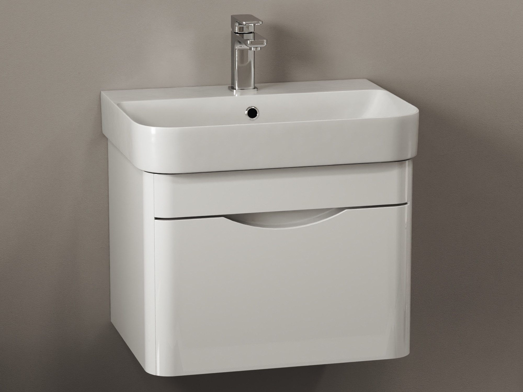 Aqua Bagno Badmöbel-Set Badmöbel Unterschrank mit Waschtisch weiß Hochglanz lackiert, (vormontiert, 2-St., Badmöbelschrank lackiert mit Keramikwaschbecken), einfache Montage, Badschrank