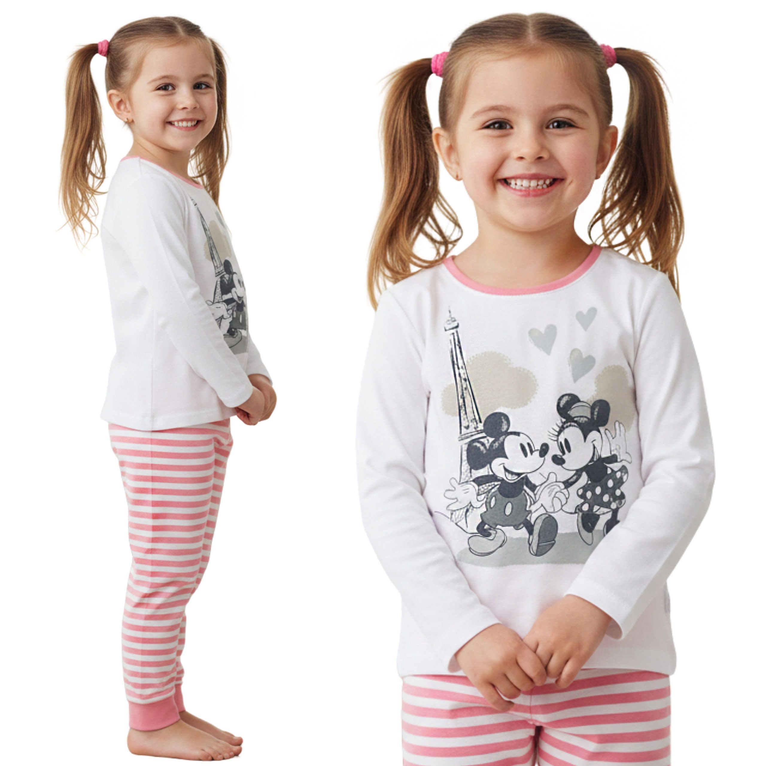 Pyjama DISNEY Mickey Minnie Mouse Mädchen Pyjama aus Baumwolle, langarm