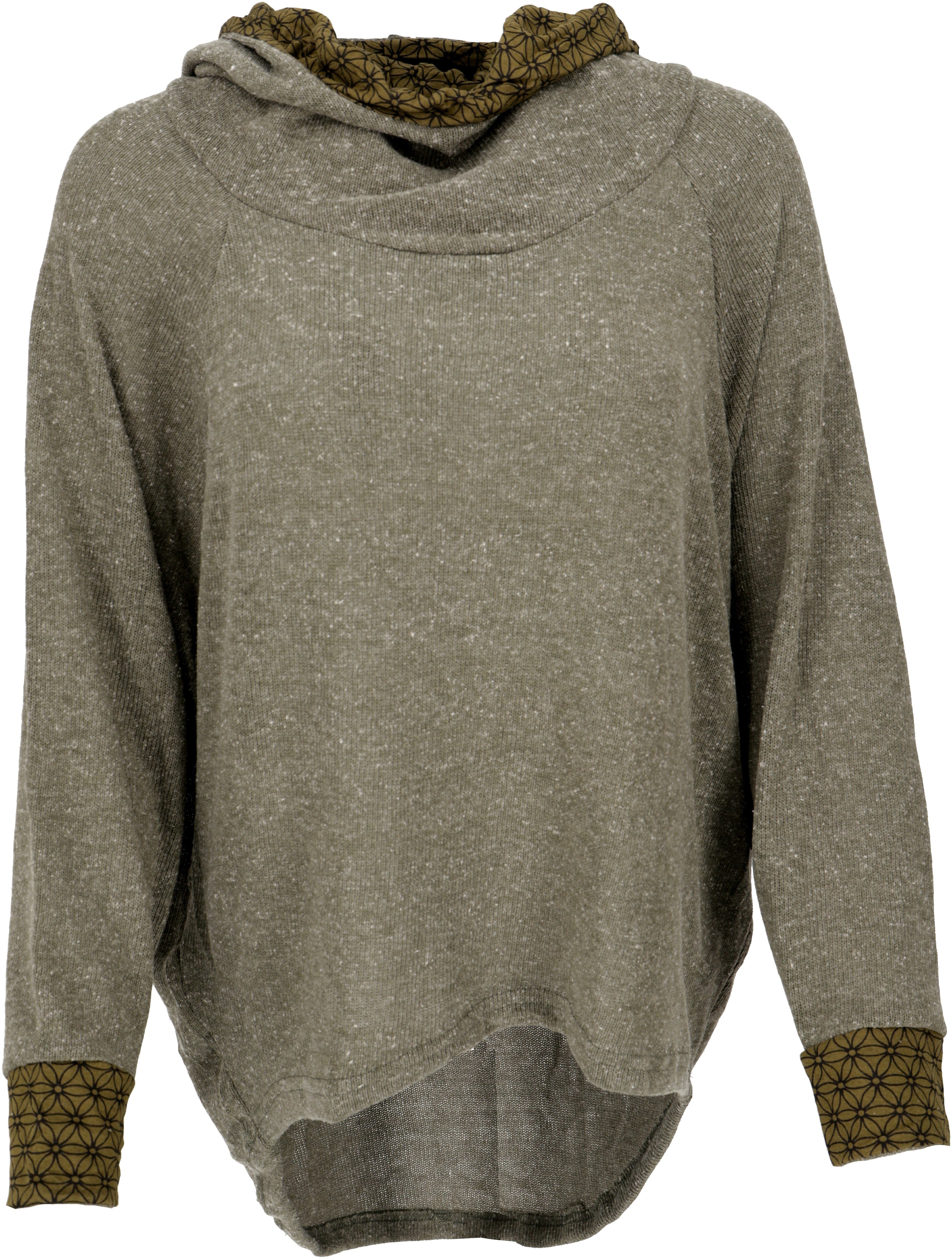 Kapuzenpullover Longsleeve -.. Bekleidung khakigrün Hoody, Sweatshirt, Guru-Shop Pullover, alternative