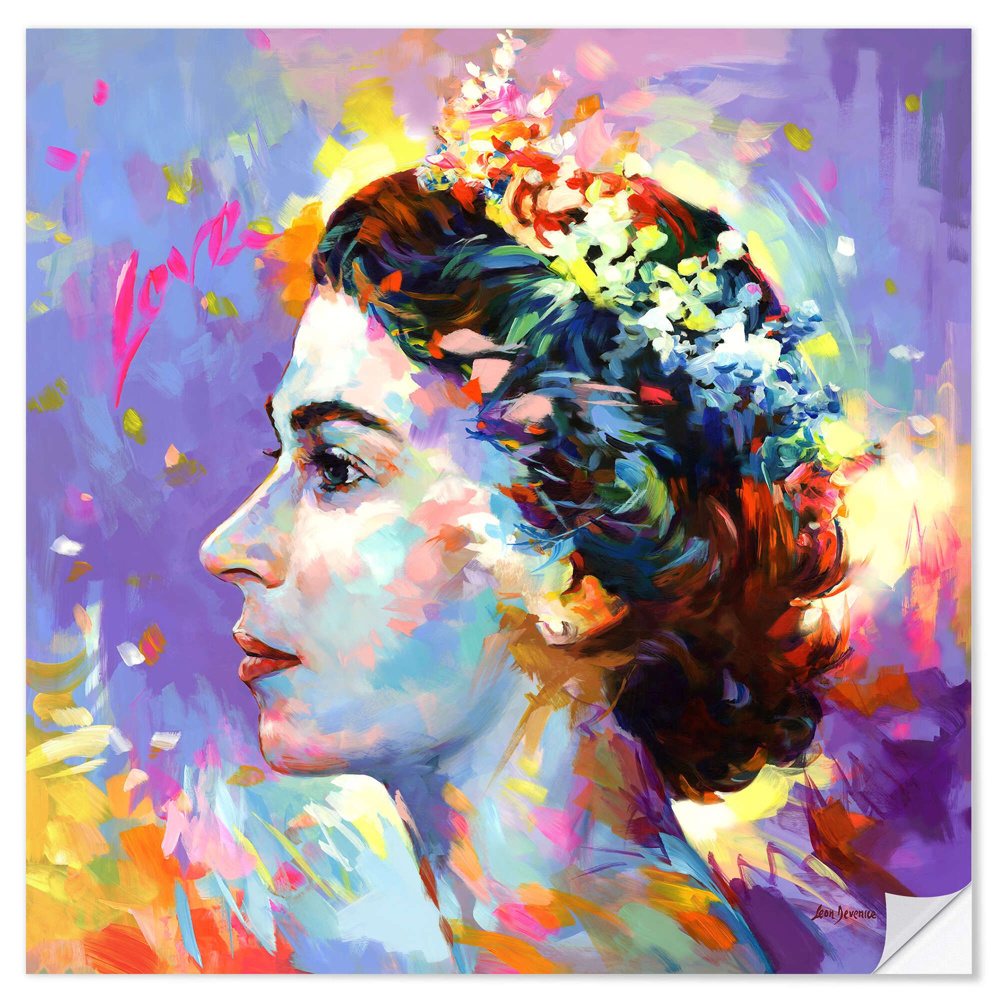 Posterlounge Wandfolie Leon Devenice, Queen Elizabeth II, Illustration