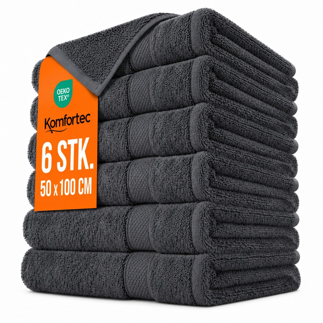 Komfortec Handtuch Set 50x100 cm, 100% Baumwolle, 470 g/m², Frottee (6-St), Badetücher 50x100 cm Set, Weich
