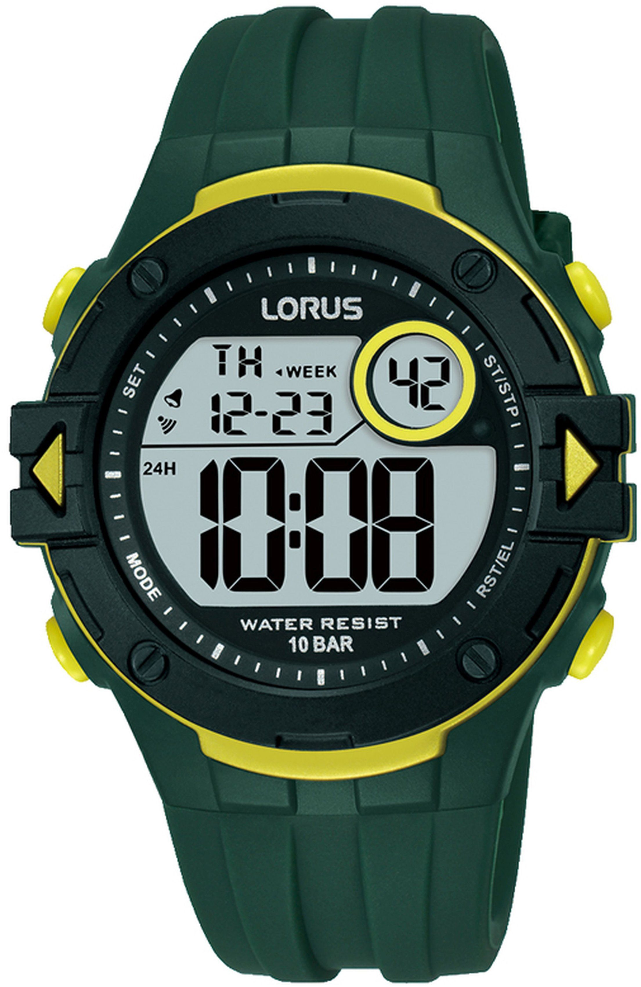 LORUS Chronograph R2327PX9, Armbanduhr, Quarzuhr, Herrenuhr, Stoppfunktion, Digitalanzeige, Datum