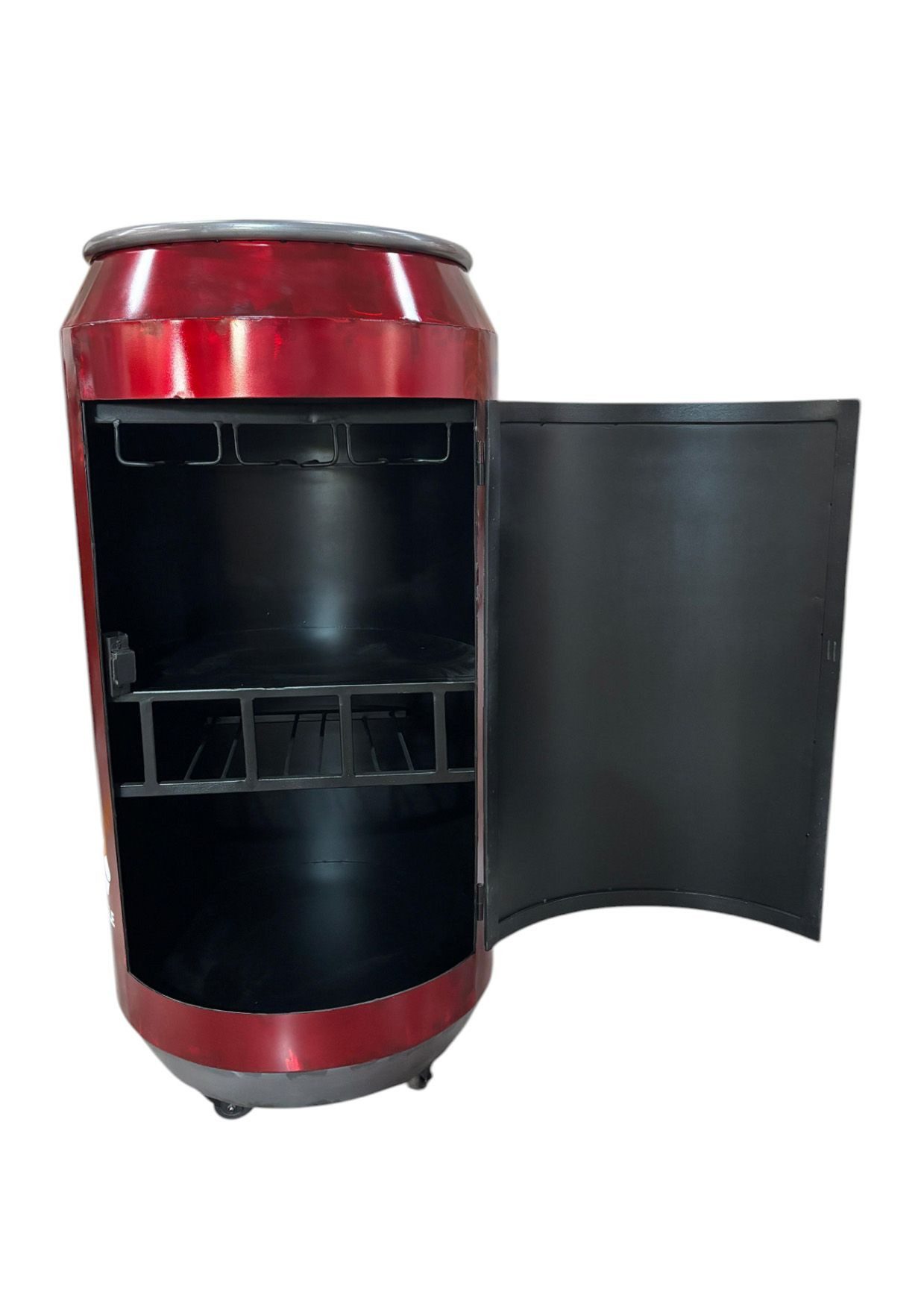 More2Home Barschrank Stehbar COLA-DOSE, Metall vintage rot, Mangoholz