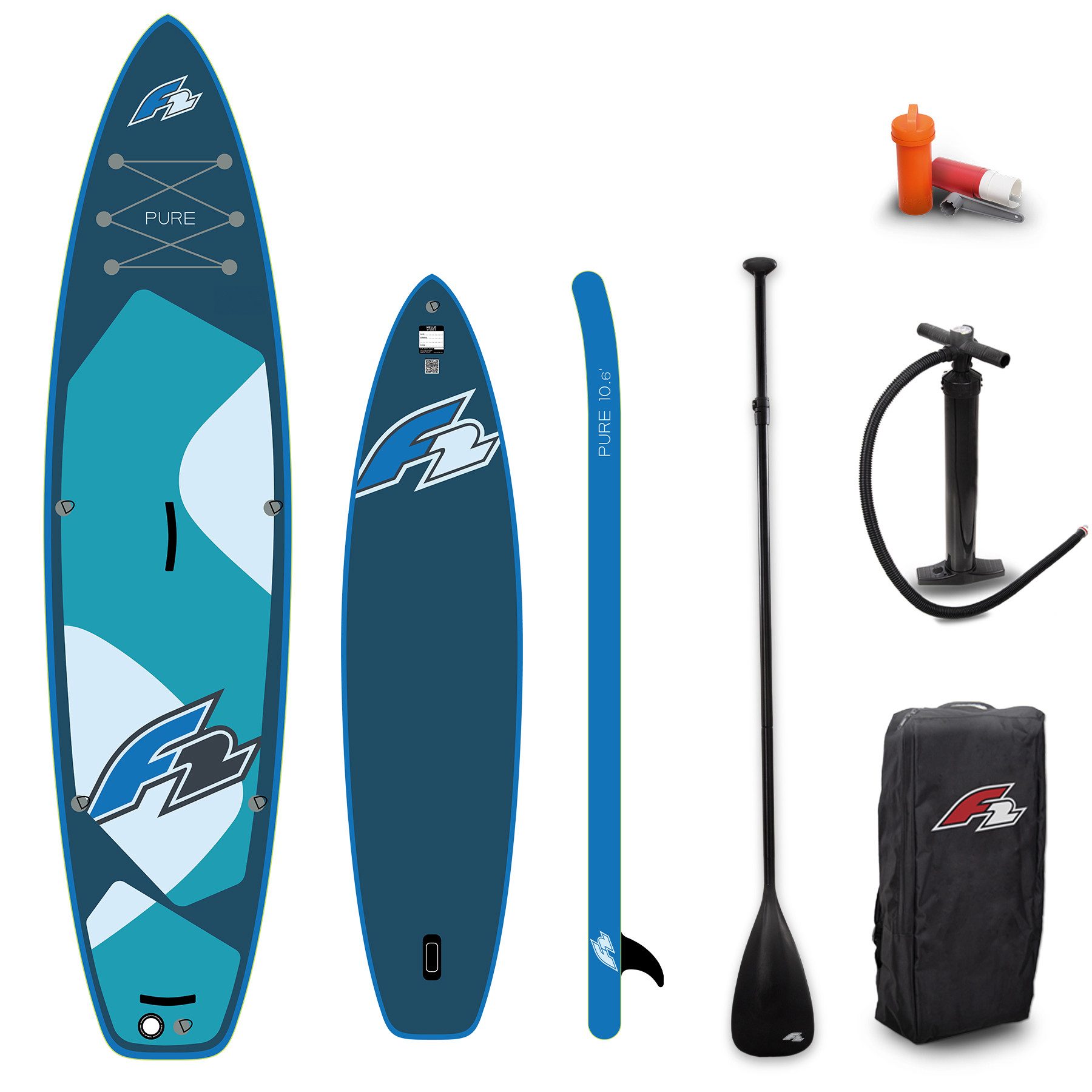 F2 SUP-Board F2 Set Stand Up Paddle Board Pure Oceangreen 11,6 + Basic Zubehör Set
