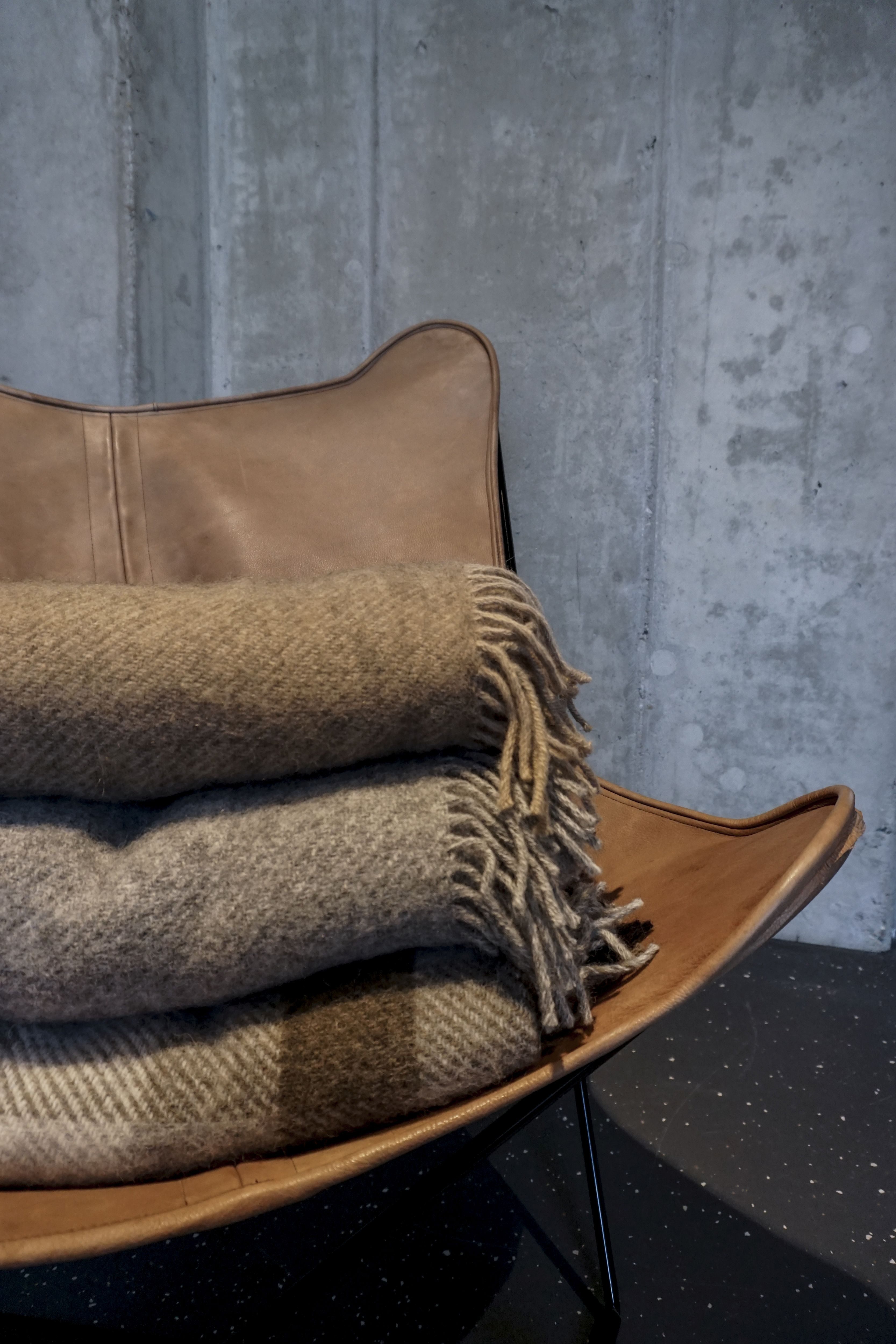 Wolldecke Wool, Heitmann Felle, reine Wolle, 130x200 cm, mit Fransen, kariert oder uni, Wohnzimmer