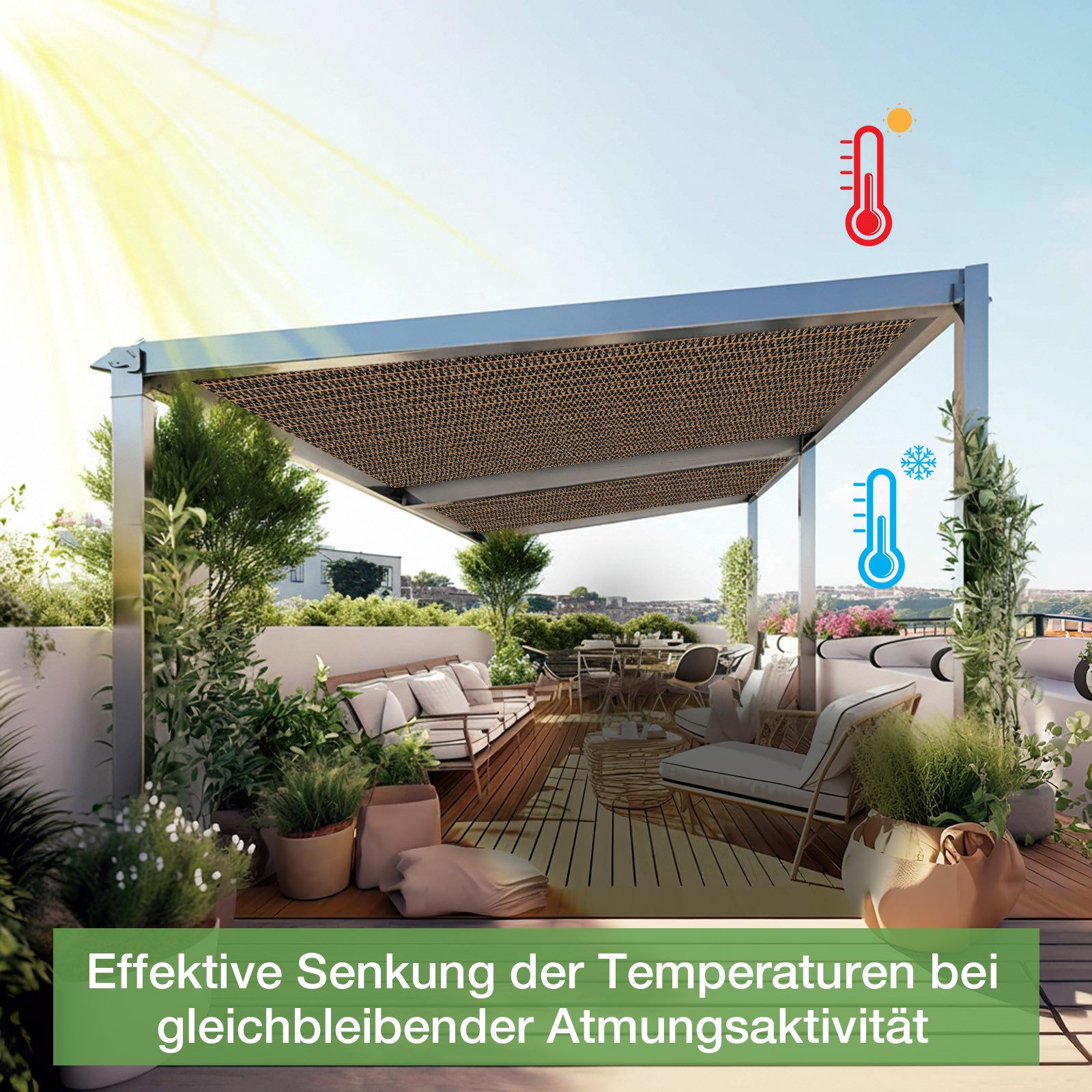 Rosnek Balkonsichtschutz balkon sichtschutz windschutz HDPE sonnenschutz 95% UV – Bild 3 von 5