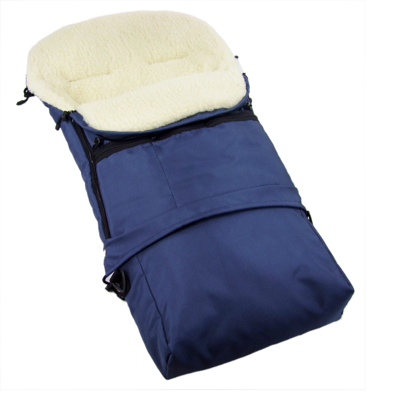BambiniWelt by Rafael K. Fußsack Winterfußsack Wintersack Kinderwagen Buggy universal Lammwolle 3in1, geeignet für 3 und 5-Punkt-Gurtsysteme