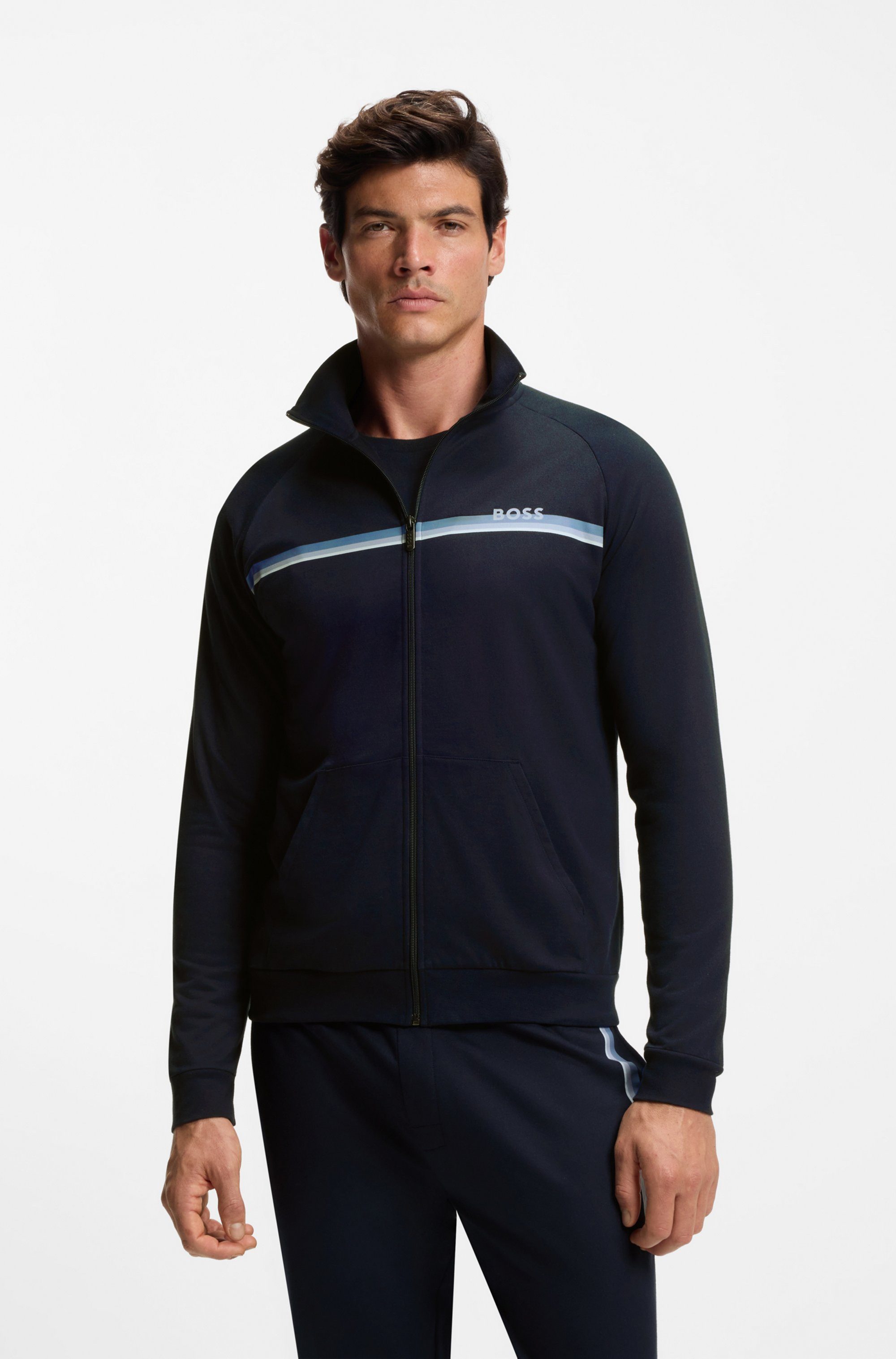 BOSS Sweatjacke Authentic mit Streifen und Logo, regular fit günstig online kaufen