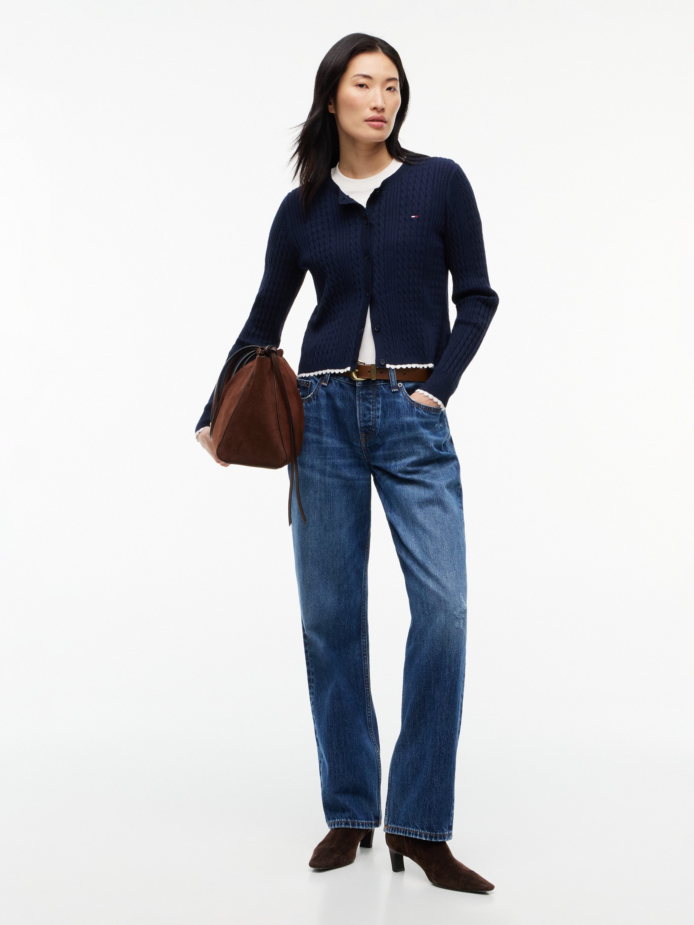 Tommy Jeans Strickjacke TJW CABLE CREW NECK CARDIGAN EXT Viskosemischung, mit Zopfmuster – Bild 4 von 5