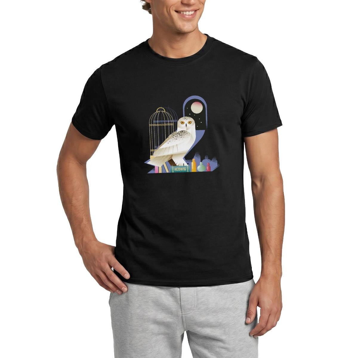 Spreadshirt T-Shirt Harry Potter Eule Hedwig Bei Nacht Männer T-Shirt (1-tlg)