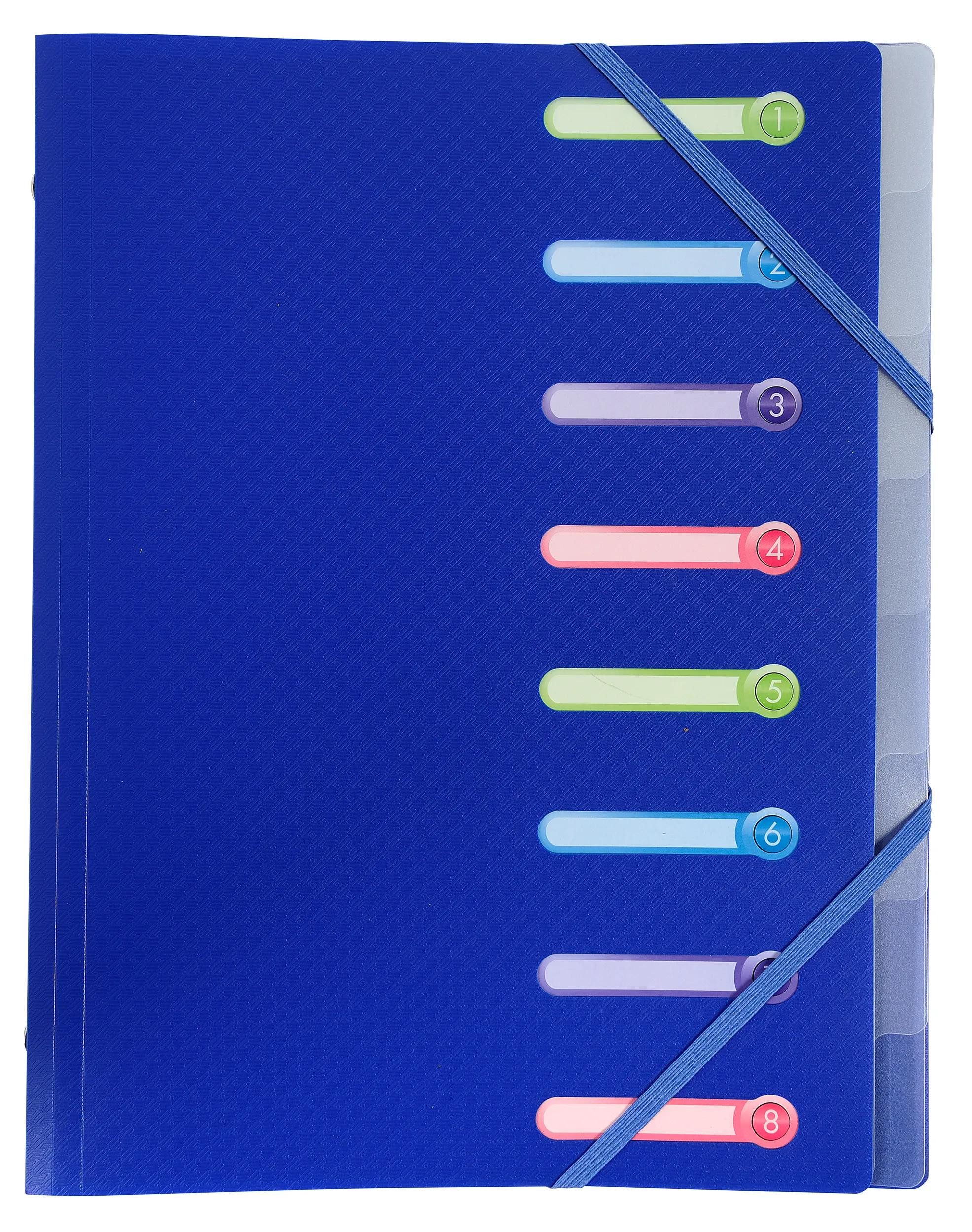 EXACOMPTA Fächermappe 10x Ordnungsmappe PP 500µ Gummizug 3Klappen 8Fächer A4 sortiert 56180E, PP gehefte Ordnungsmappe