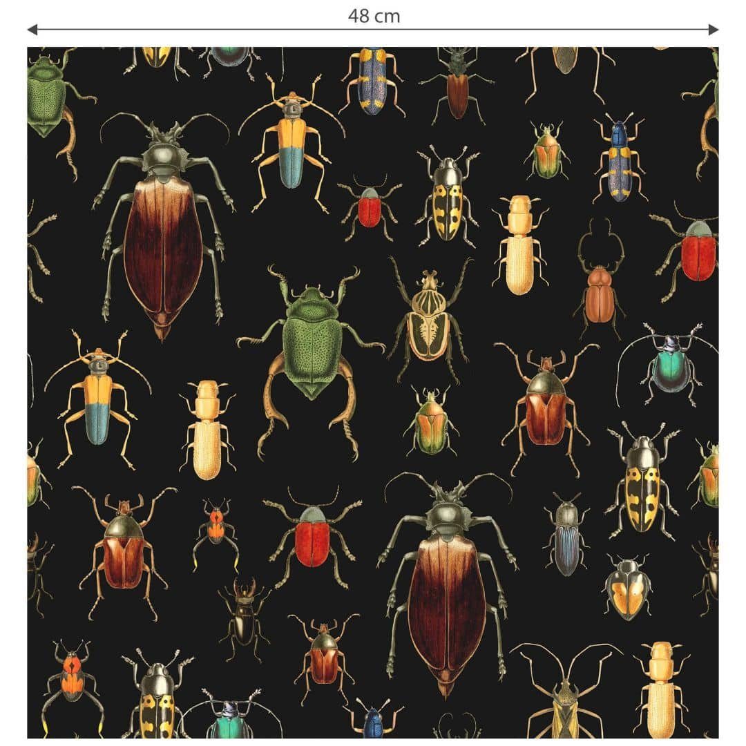 K&L Wall Art Mustertapete Vintage Natur Käfer Vliestapete Borkenkäfer Retro Insekten, Käferparadies Tapete
