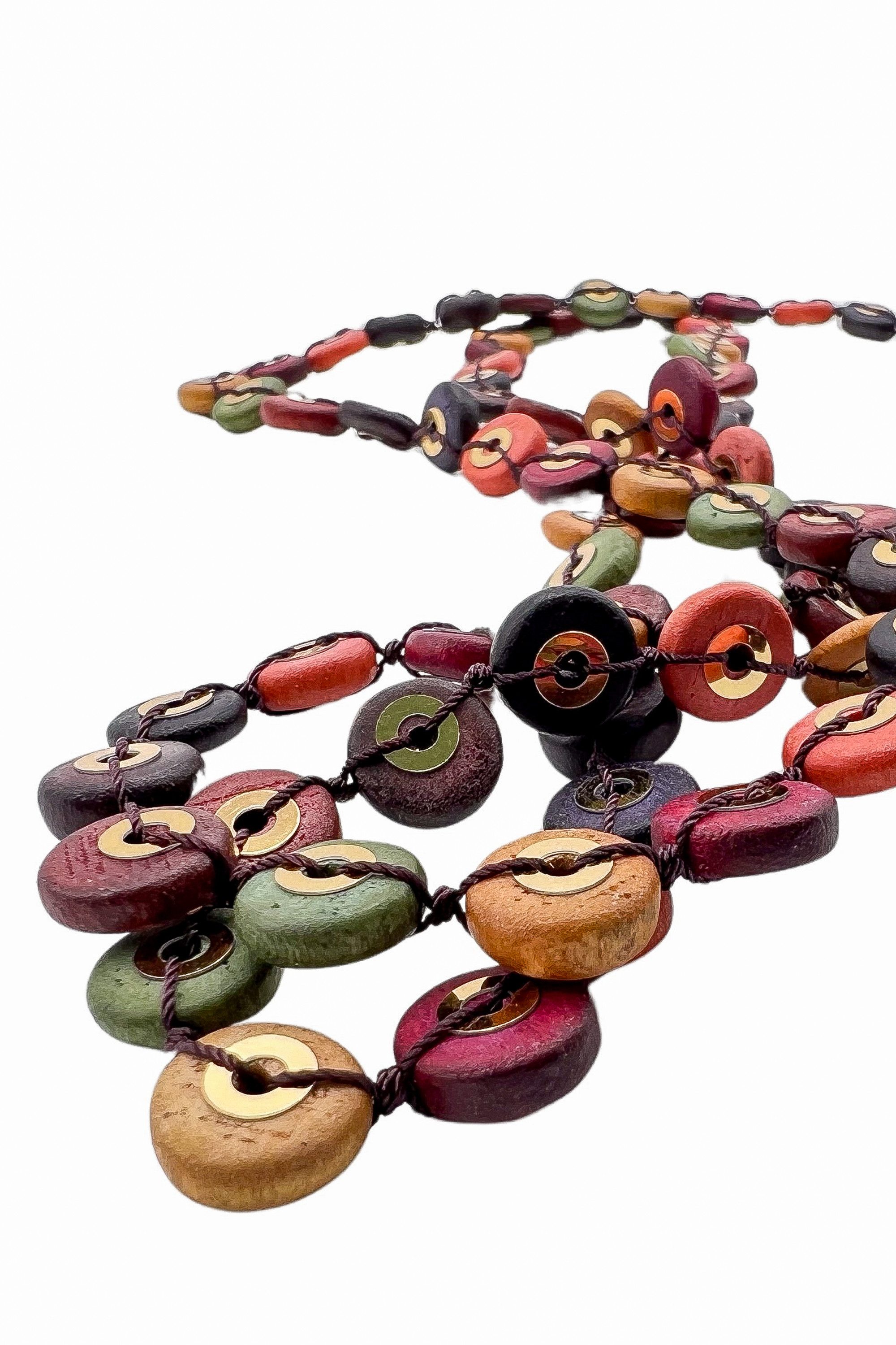 COLLEZIONE ALESSANDRO Lange Kette Imelda, aus vielen kleinen Holzscheibchen