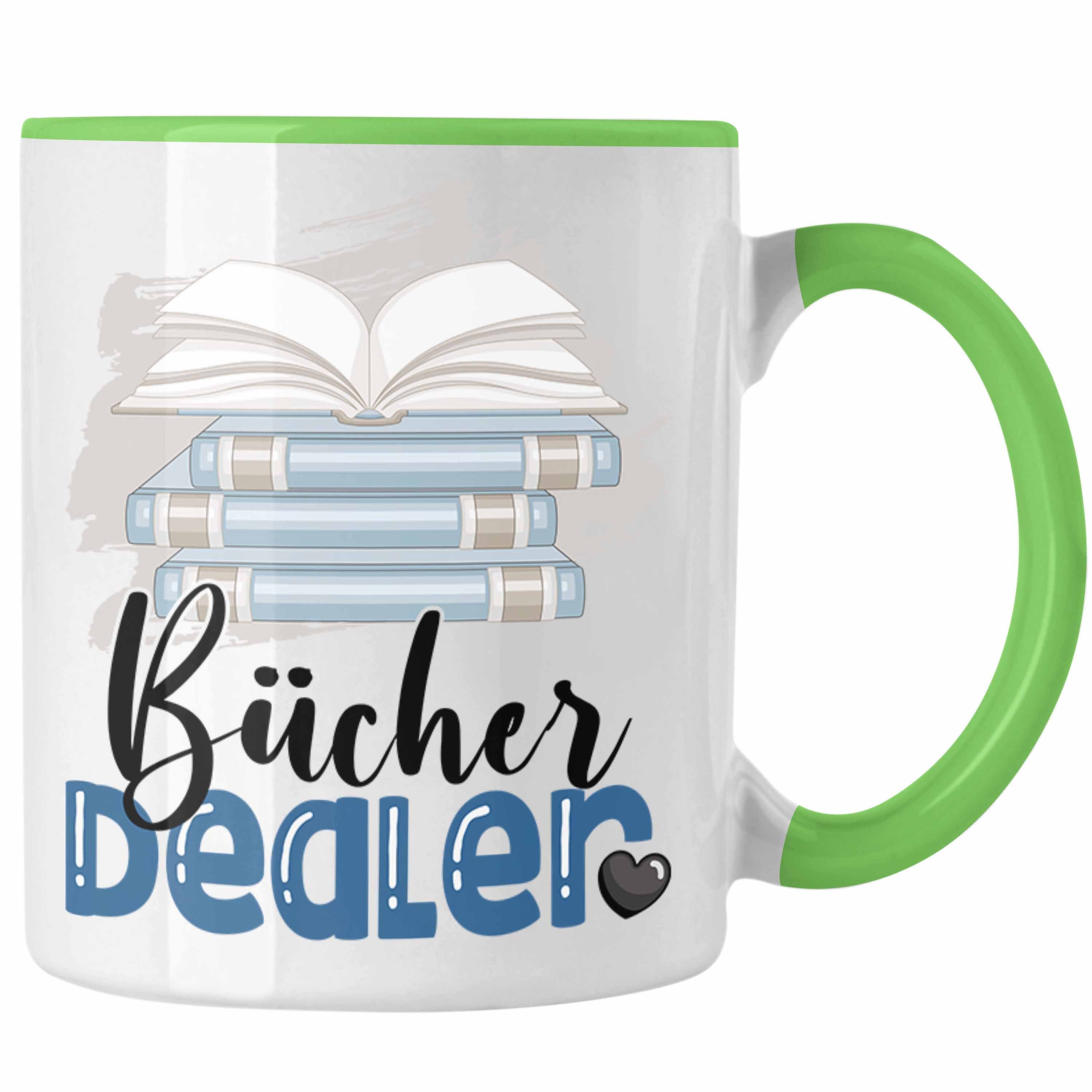 Trendation Tasse Bücher Dealer Tasse Geschenk für Bücher-Verkäufer Bibliothek Geburtsta Grün