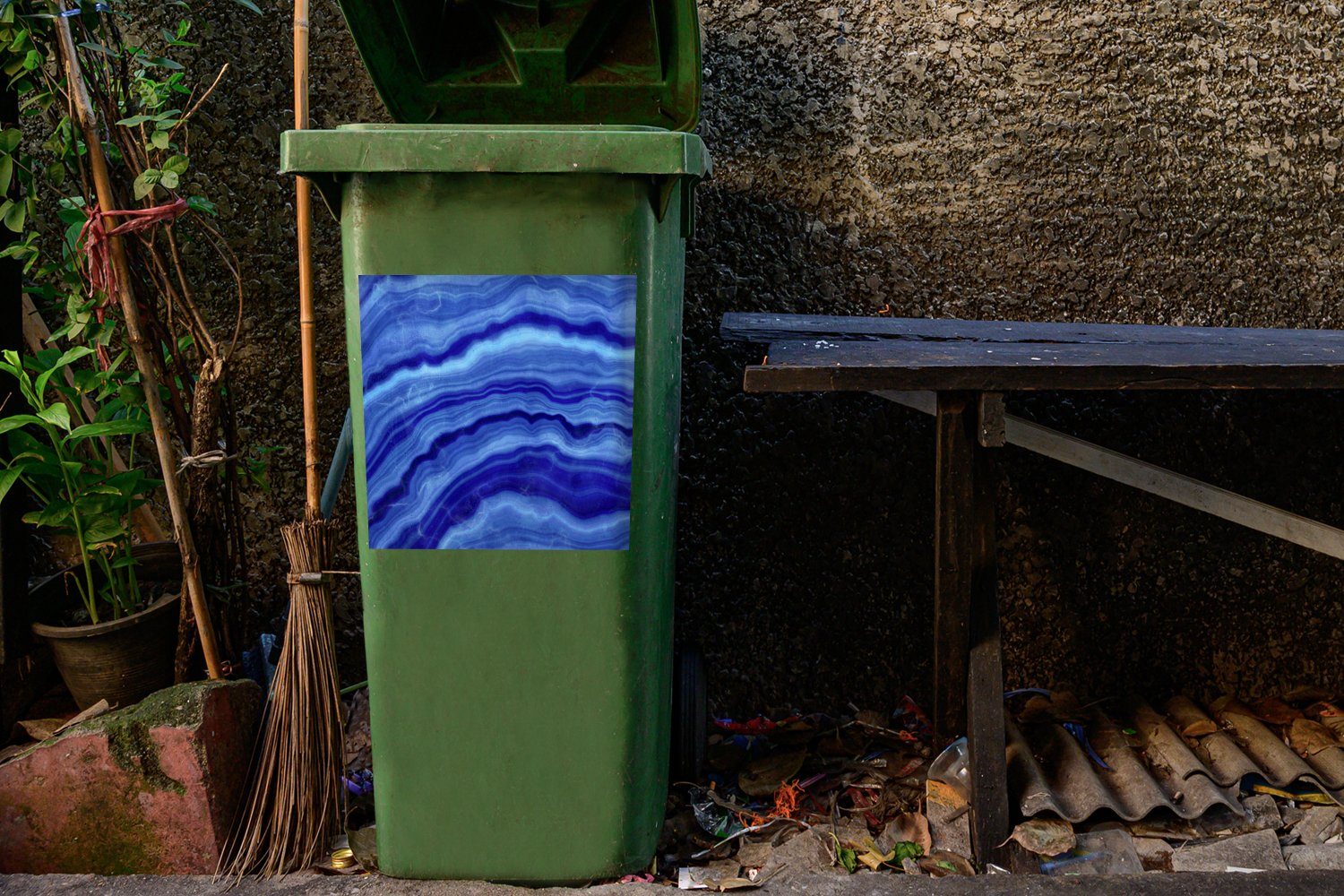 Wandsticker (1 Stein Mülleimer-aufkleber, St), Blau MuchoWow Mülltonne, Abfalbehälter - Sticker, Achat Container,