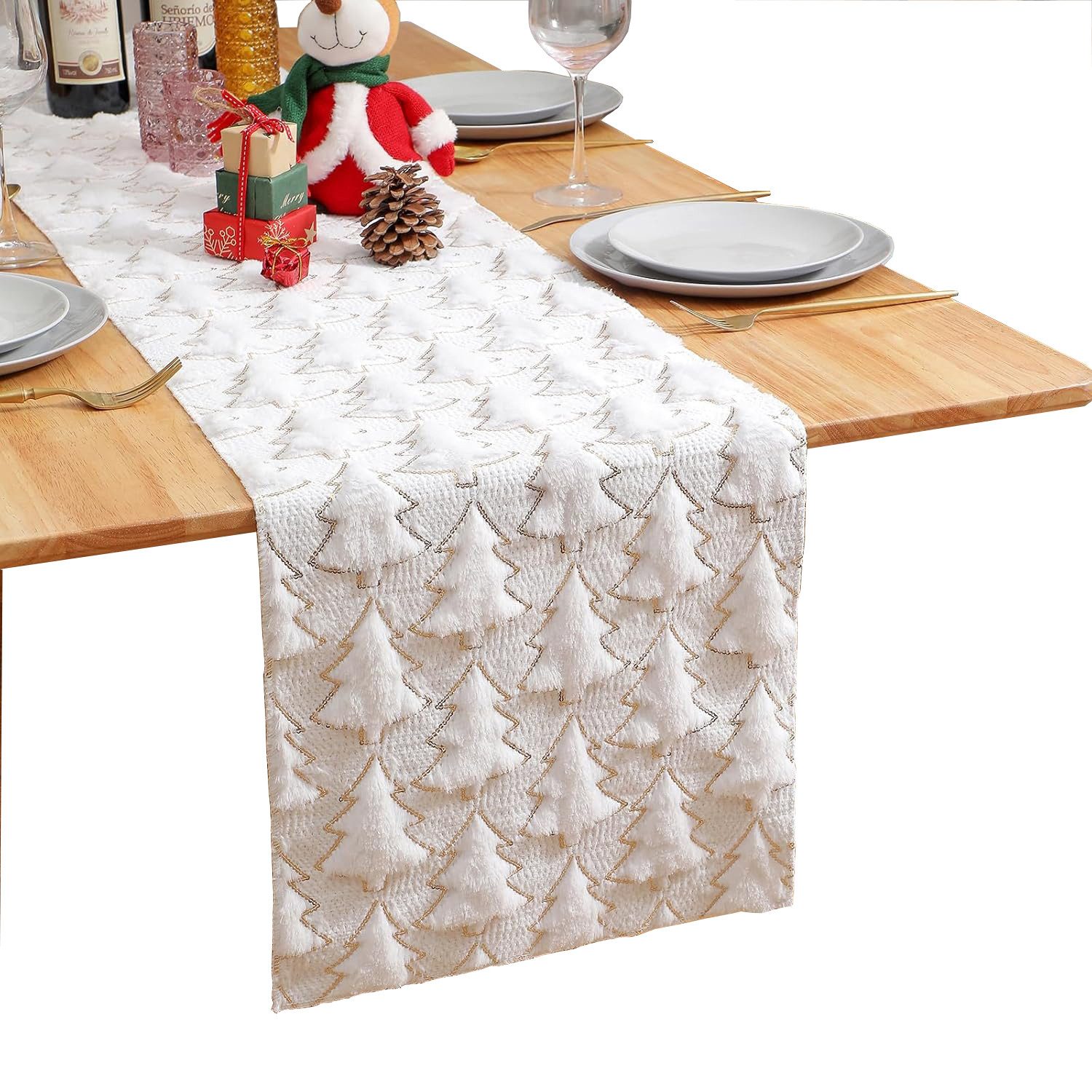 Kaket Tischläufer Weihnachten, Plüsch Gold Pailletten günstig online kaufen