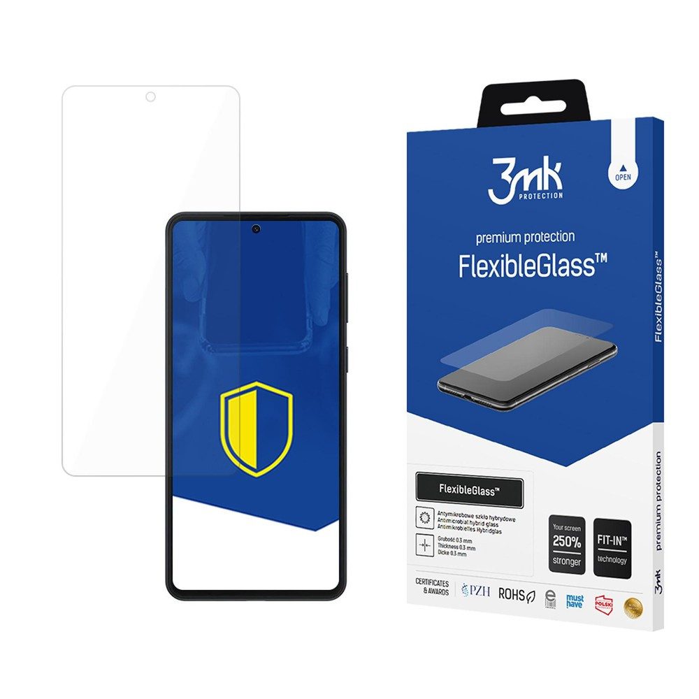 3MK Displayschutzglas Panzerglas Hybridfolie für Samsung Galaxy M55, Spar-Set, 1 Stück, 250% Verstärkung, kratzfest, antibakteriell, ölabweisend
