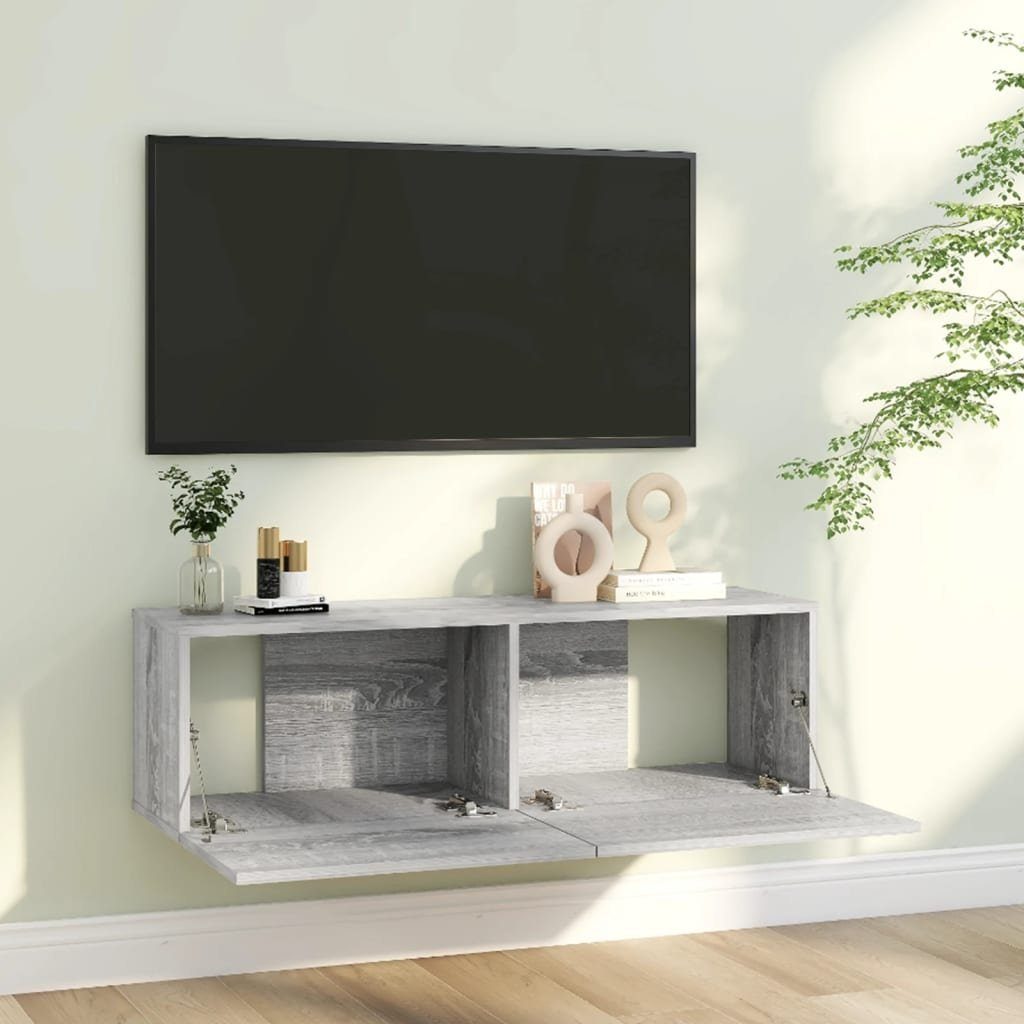 Grau 100x30x30 TV-Wandschrank vidaXL (1-St) Holzwerkstoff Sonoma cm TV-Schrank