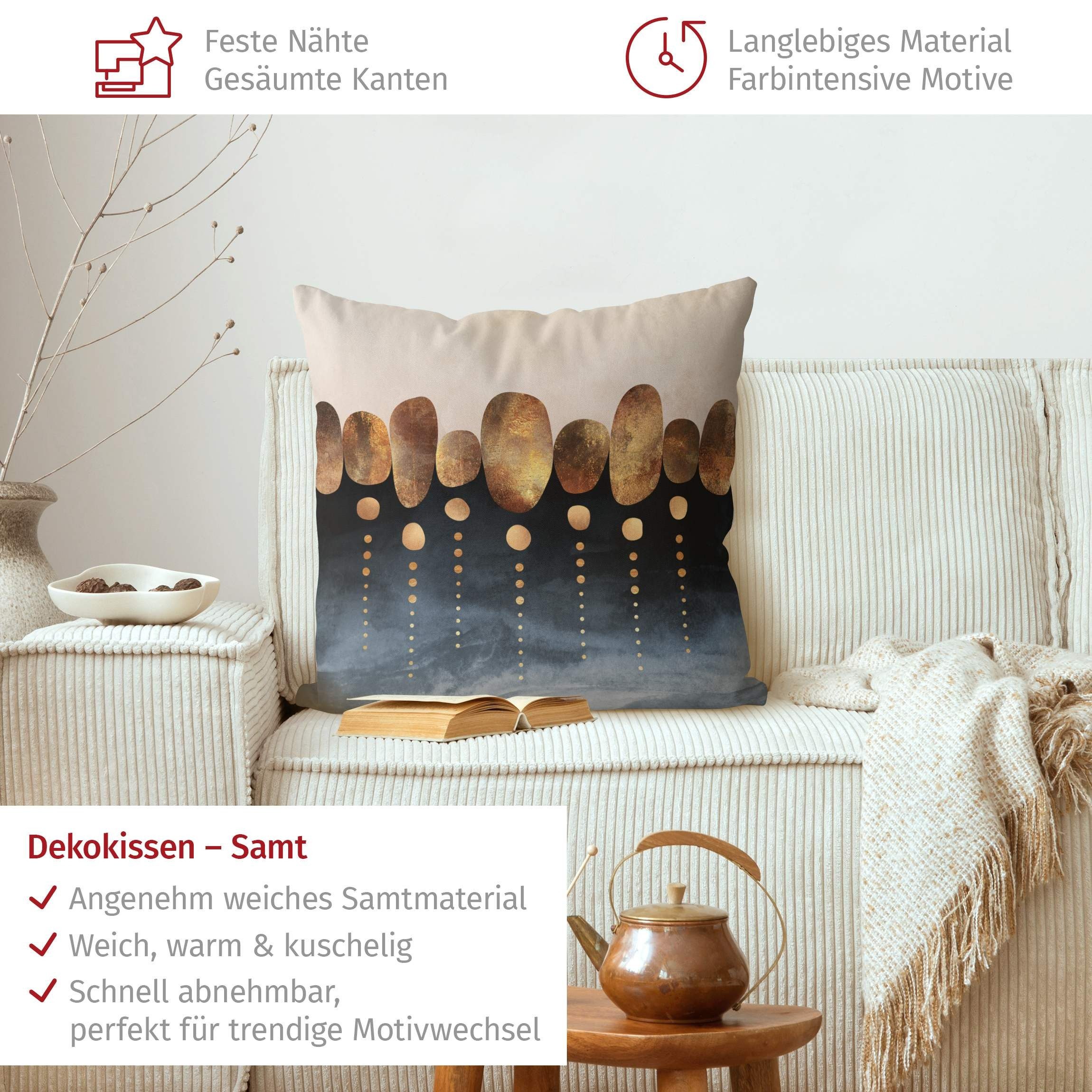 Bilderdepot24 Dekokissen drinnen Kissenhülle/ Sofakissen/ Zierkissen Kissenhülle gold originell, Bezug Aquarell mit / ohne Füllung Zierkissen Outdoor Sofa Bett