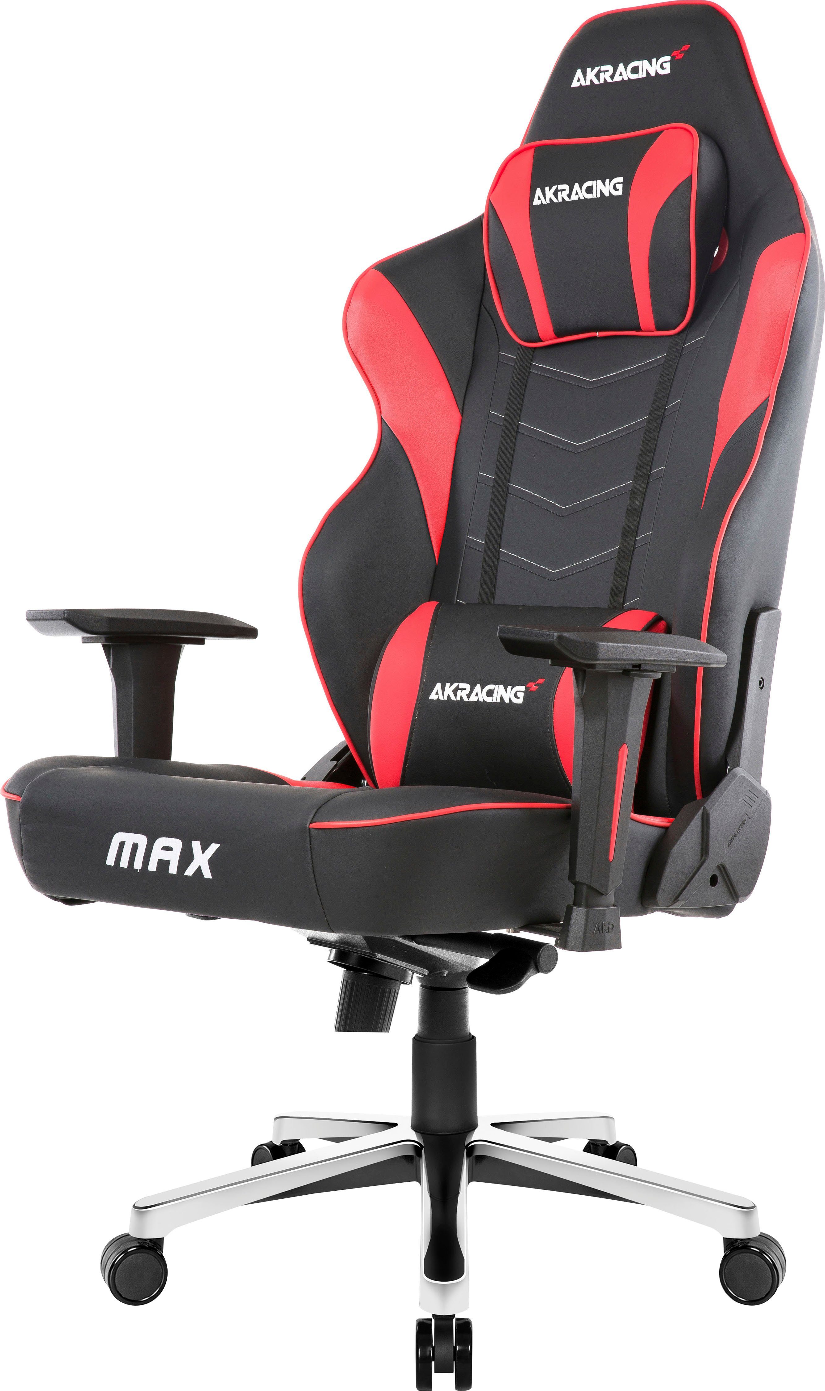 AKRacing Gaming-Stuhl "AKRACING Master Max" große schwere für Bürostuhl höhenverstellbar und Personen rot Kunstleder, ergonomisch, hochwertiges