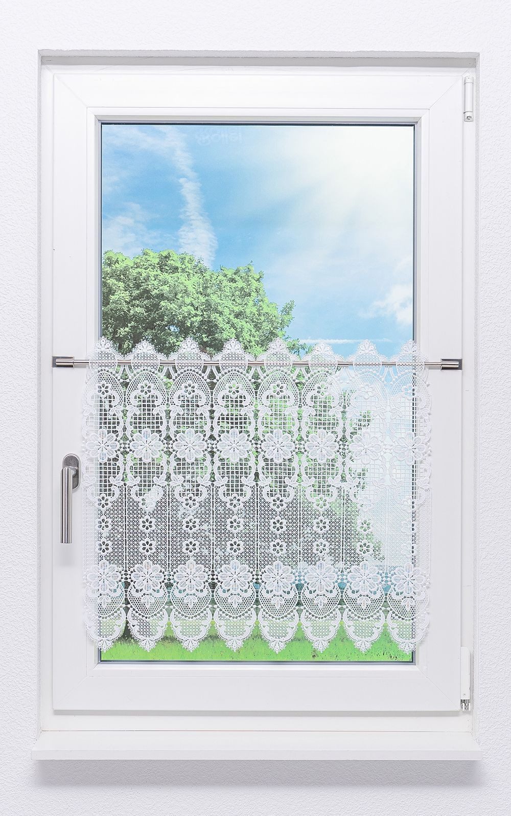 Plauener Spitze® Scheibengardine Spitzenblume (1 St), transparent, HxB 58x40.5cm
