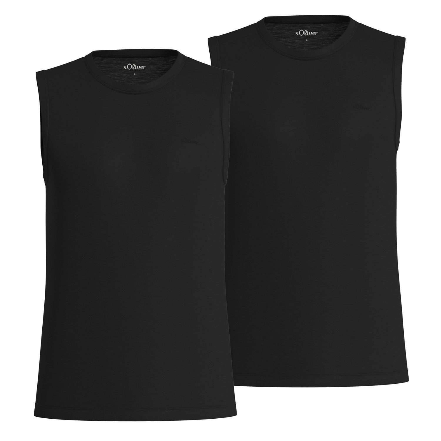 s.Oliver T-Shirt ärmelloses Shirt Flammgarn, Jersey, Logo, leger, sportlich