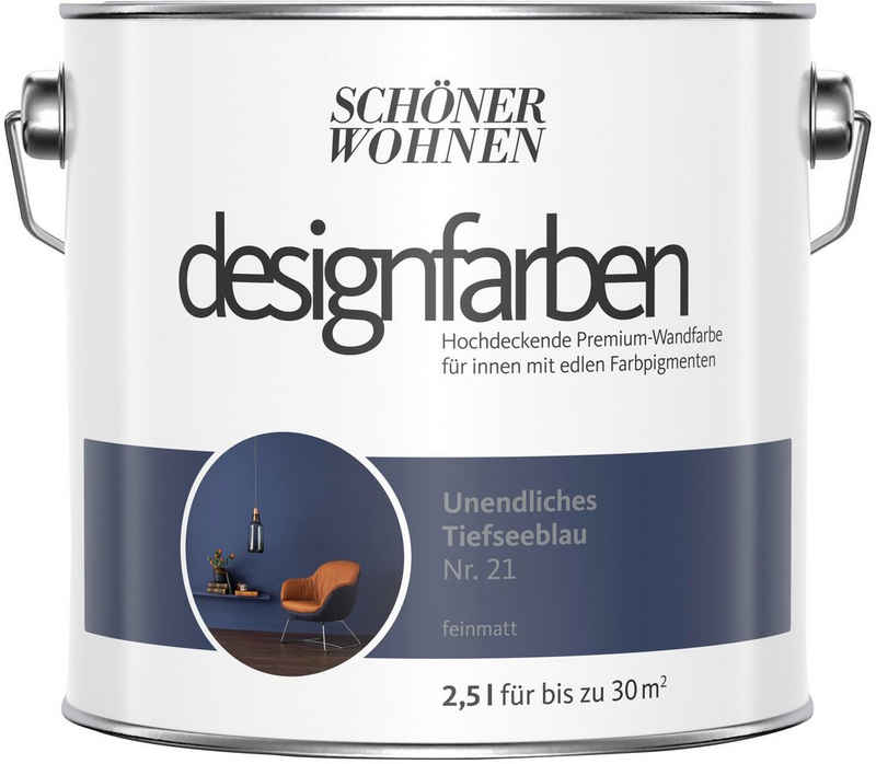 SCHÖNER WOHNEN-Kollektion Wandfarbe Designfarben, Unendliches Tiefseeblau Nr. 21, hochdeckende Premium-Wandfarbe