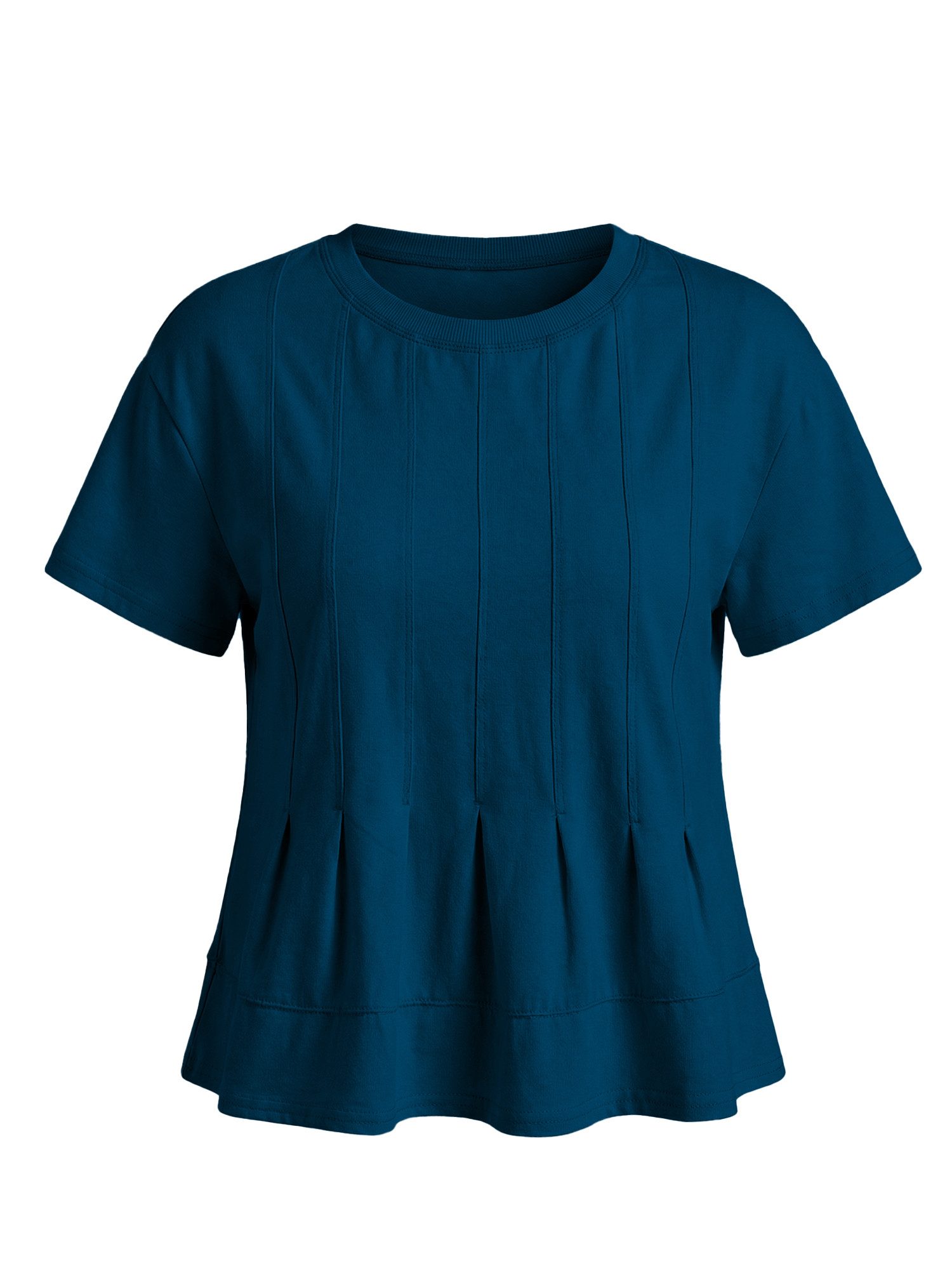Imily Bela T-Shirt Damen Babydoll Tops mit Schößchen und Falten (Packung, 1-tlg., 1per-Pack) einfarbig