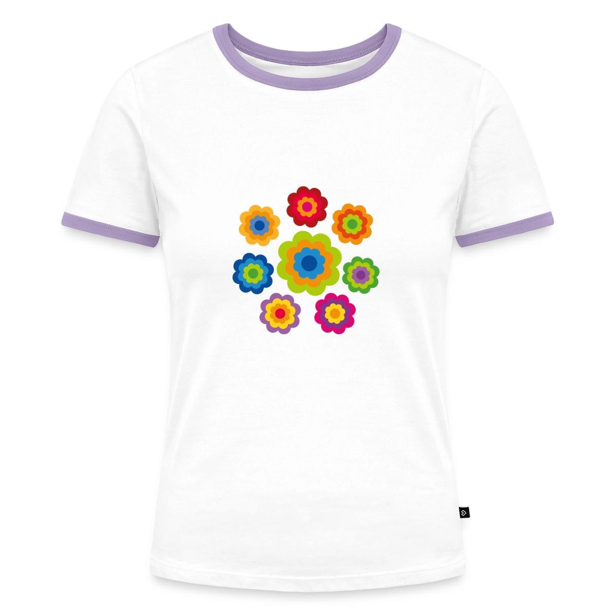 Spreadshirt T-Shirt 70er Jahre Hippie Flower Power Kostüm Blumen Fasching Frauen Kontrast (1-tlg)