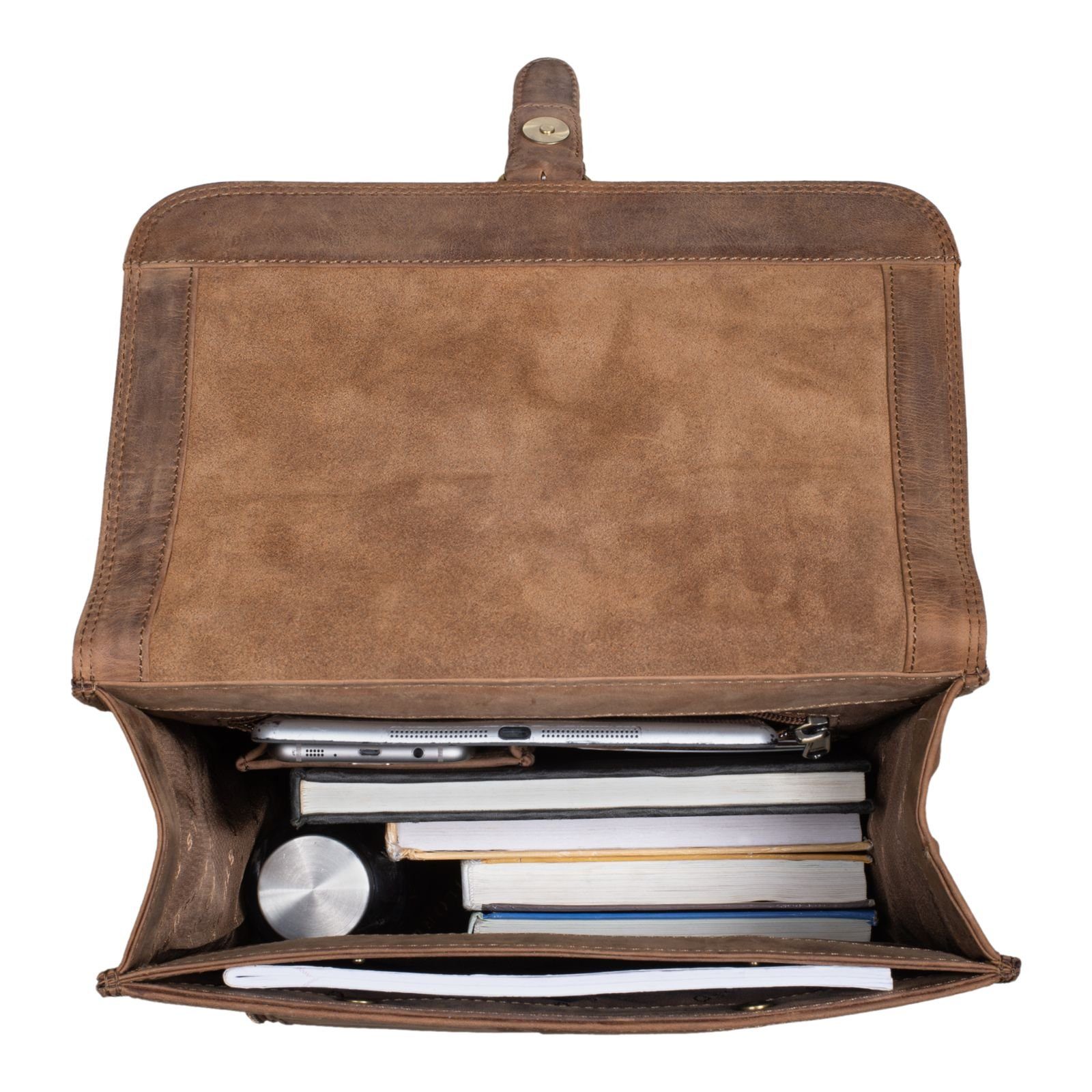 Notebook-Rucksack STILORD Leder - Backpack Business "Grover" braun mittel