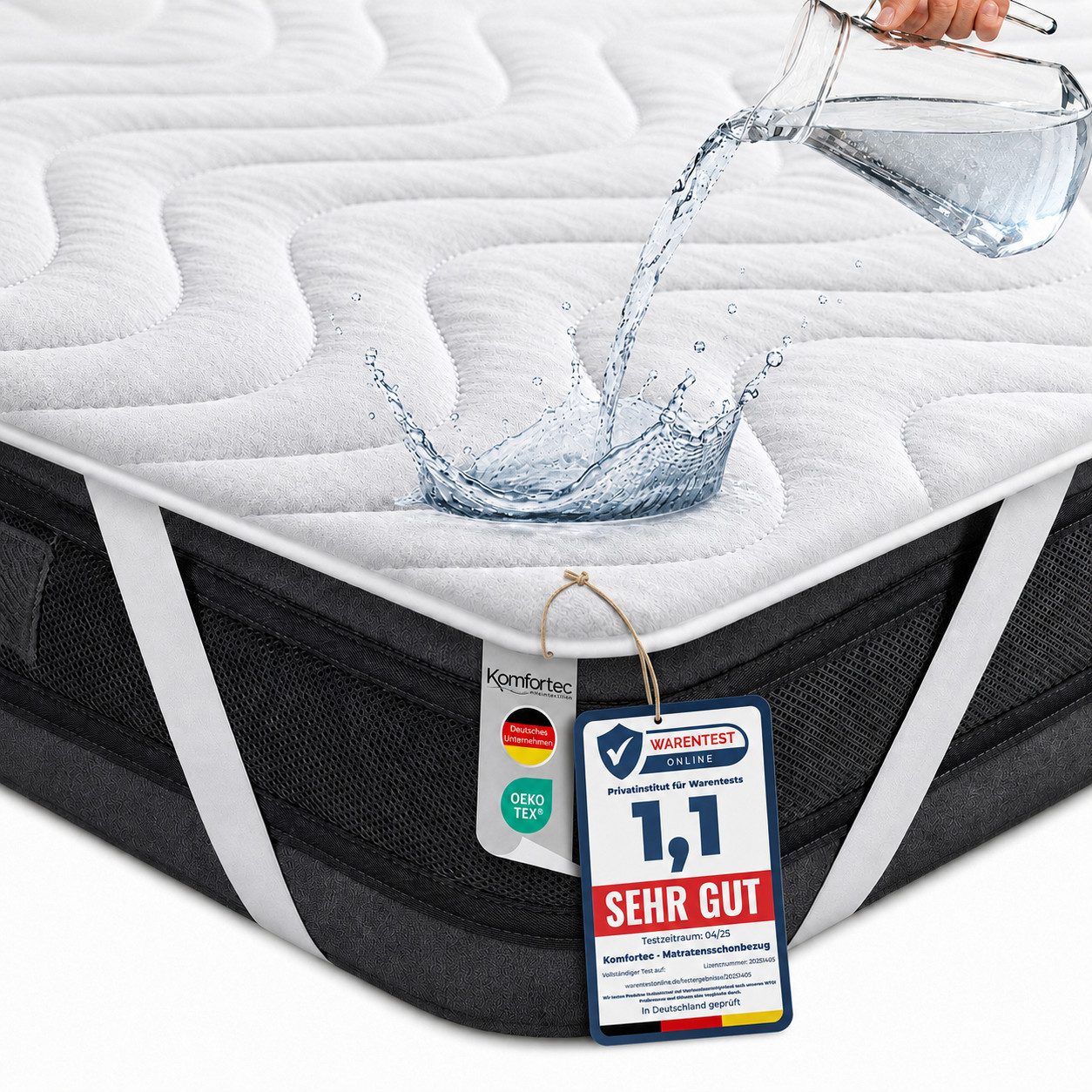 Matratzenschoner 100 g/m², 90x200, 120x200, 140x200, 160x200, 180x200 oder 200x200 cm Komfortec, 1 oder 2 Stück Wasserdichter Matratzenauflage