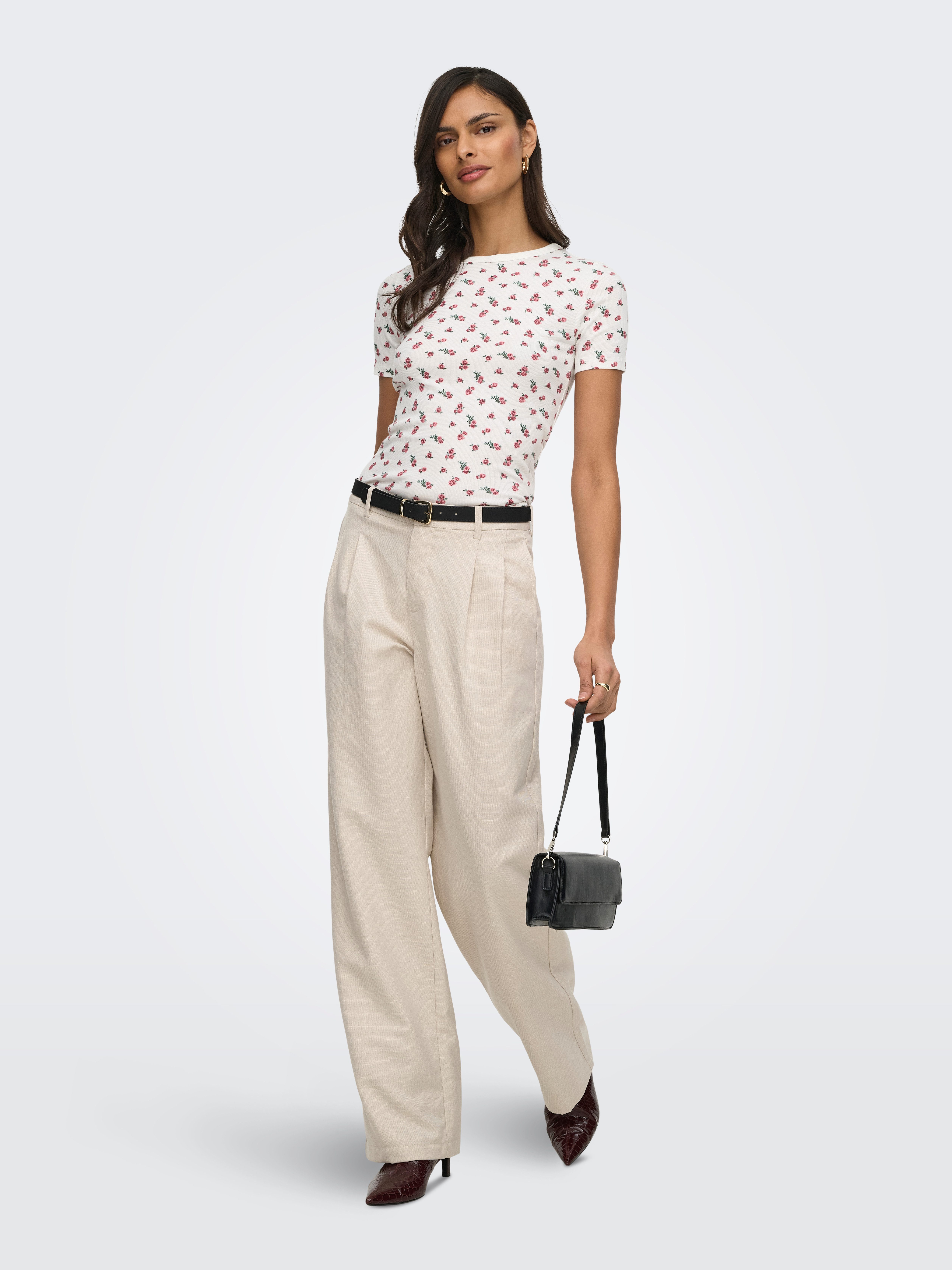 JDY Kurzarmshirt JDYLUCKY S/S O NECK TOP JRS DIA