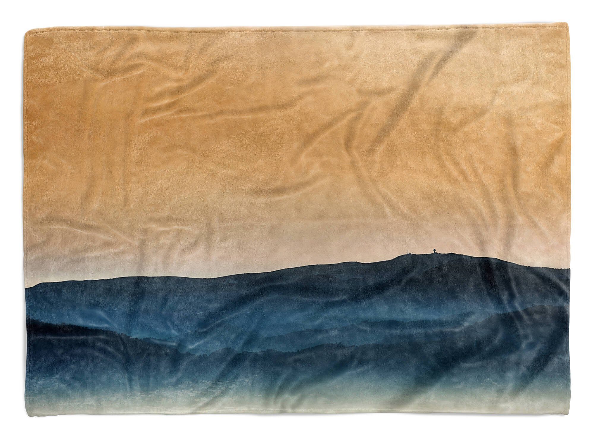 Sinus Art Handtücher Handtuch Strandhandtuch Saunatuch Kuscheldecke mit Fotomotiv Berge Horizont Abendröte, Baumwolle-Polyester-Mix (1-St), Handtuch