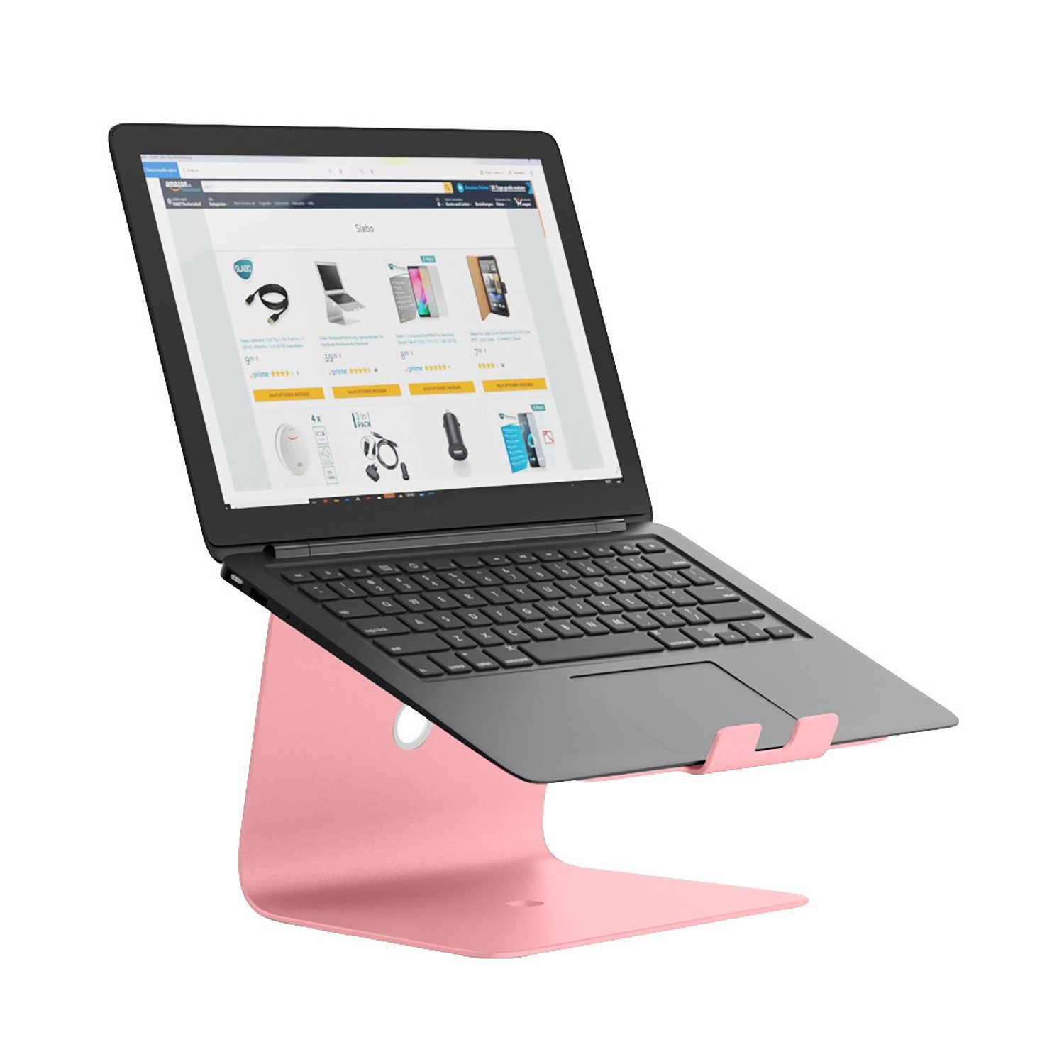 SLABO Notebookhalterung Laptopständer für MacBook / MacBook Air / MacBook  Pro / alle Notebooks / Laptops "Aluminium" - ROSÉGOLD / ROSA Laptop-Ständer
