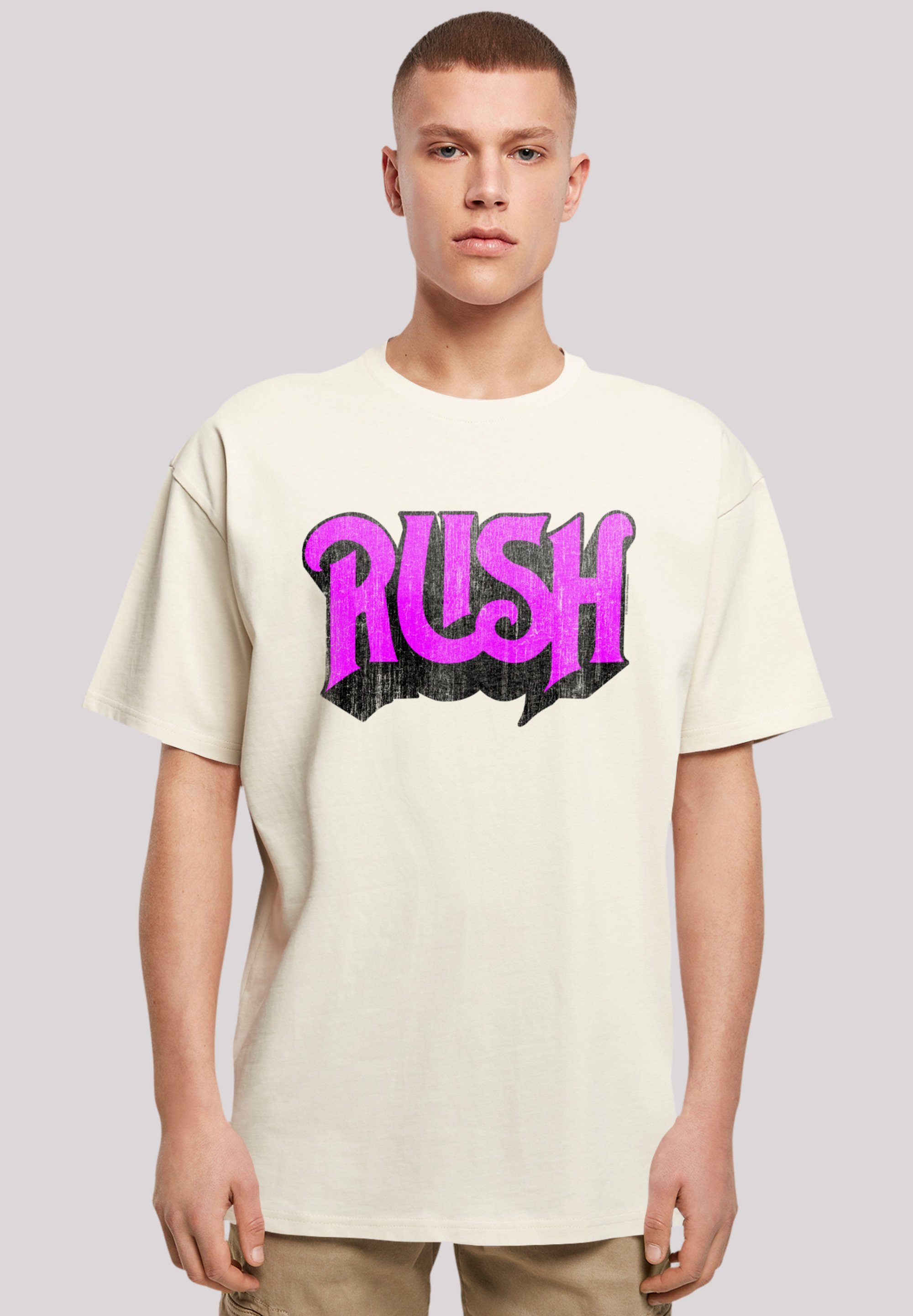 F4NT4STIC T-Shirt Rush Rock Band Distressed Logo Premium Qualität sand