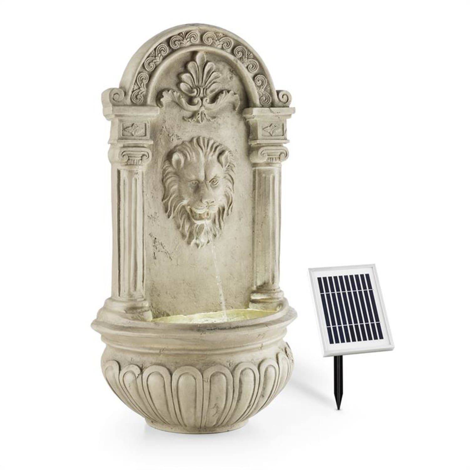 blumfeldt Wasserspiel »Löwenstein Wandbrunnen Gartenbrunnen Solar 2W LED  Polyresin Steinoptik«, 41 cm Breite online kaufen | OTTO