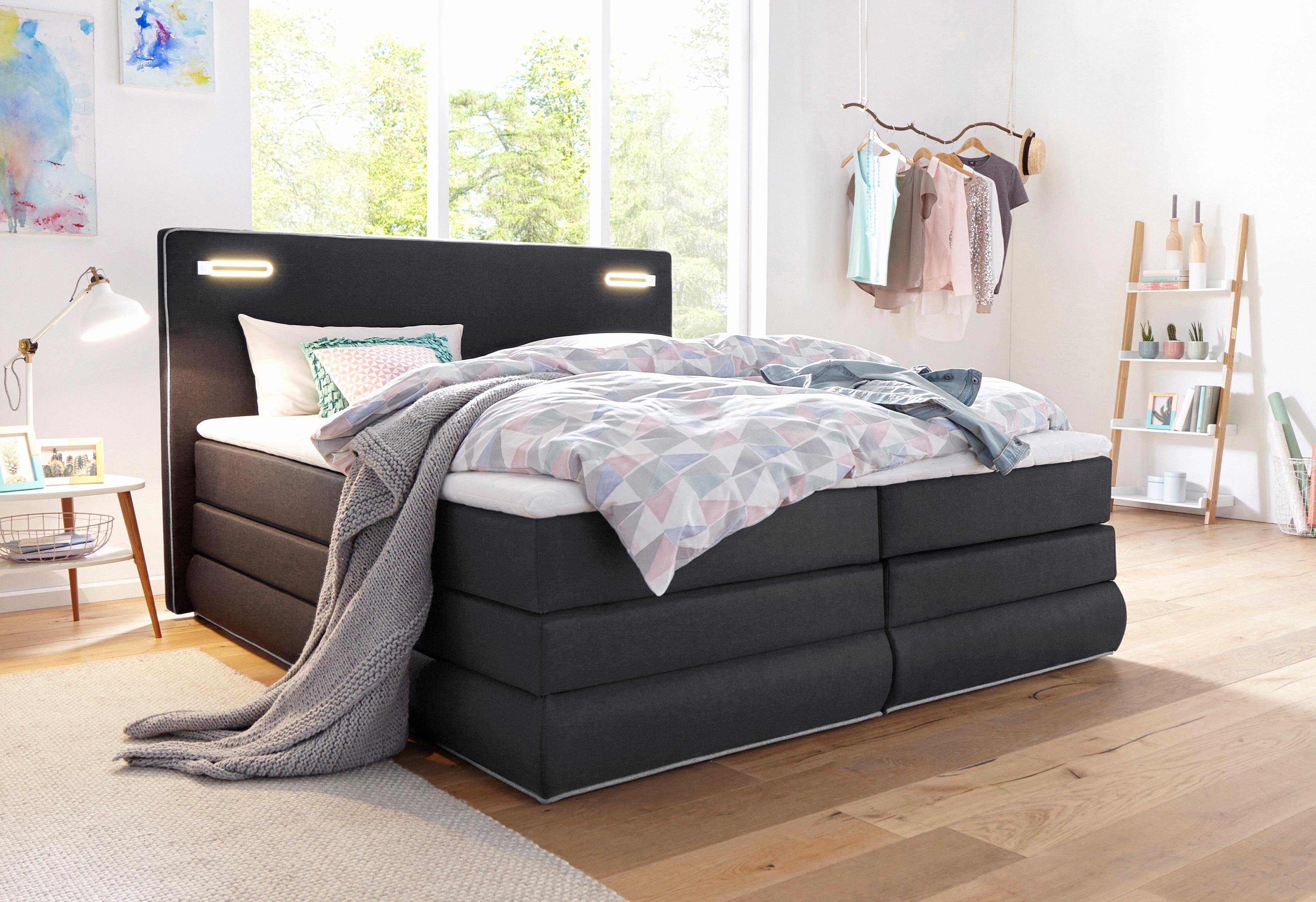 COLLECTION AB Boxspringbett Rubona, inkl. Bettkasten, LED-Beleuchtung und Topper