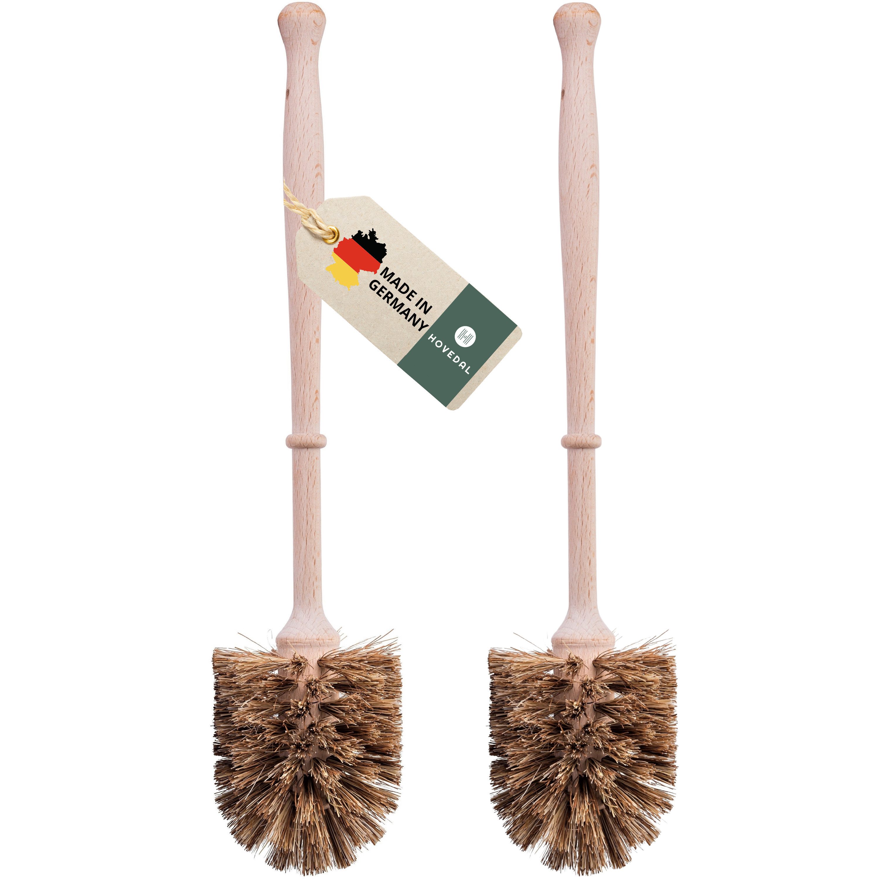 Hovedal WC-Reinigungsbürste Klobürste aus Holz und Naturfasern, Toilettenbürste, Klobürsten, (2-tlg), Bürsten zur WC Reinigung mit Naturfaser, Naturborsten und Holzgriff