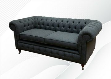 JVmoebel Chesterfield-Sofa, Chesterfield Grau Stoff Wohnzimmer Design Couchen Polster Sofa