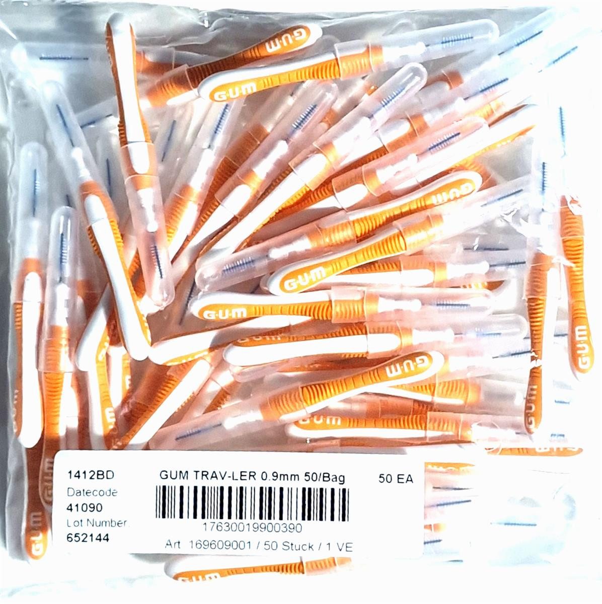 GUM Interdentalbürsten GUM TRAV-LER Interdentalbürsten orange 0,9mm - 50 Stück im Beutel