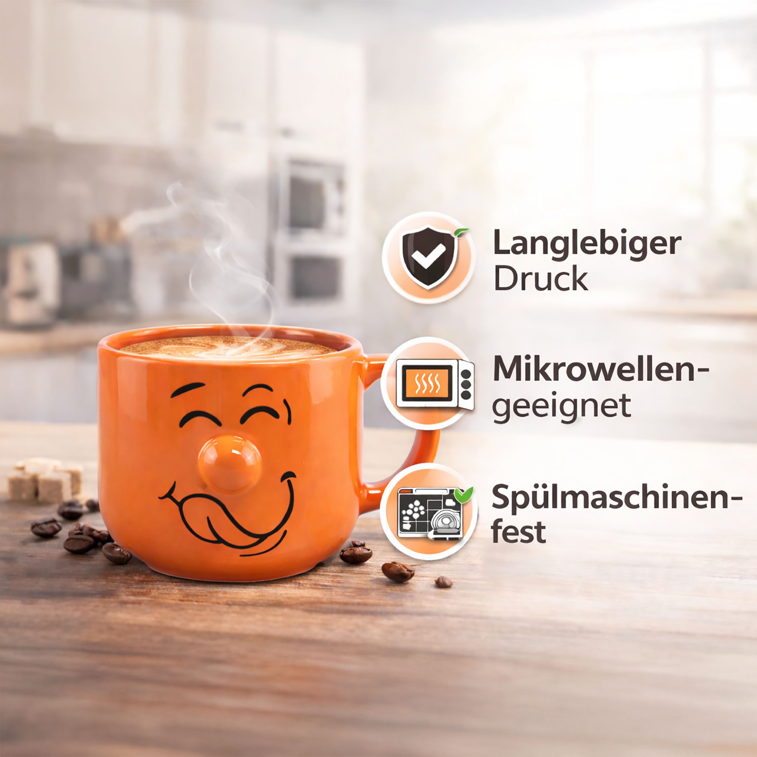 Annastore Tasse 4-tlg. Set Lustige Tassen mit Gesicht - Kaffeetassen - Kaffeebecher, Tassen für Kinder - Wizige Tassen mit Gesicht