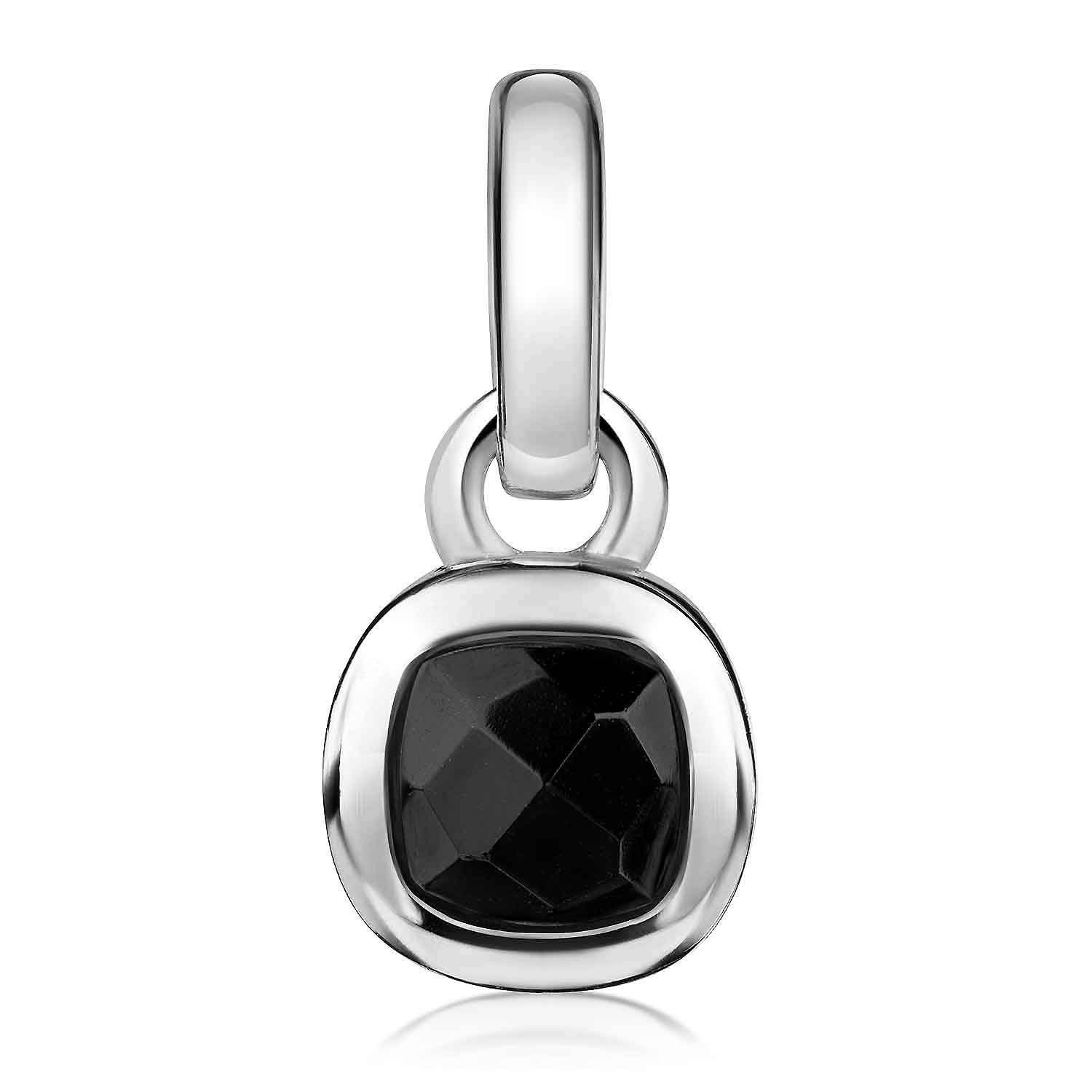 Materia Kettenanhänger Edelstein Onyx Schwarz quadratisch facettiert 925 Silber KA-248, 925 Sterling Silber