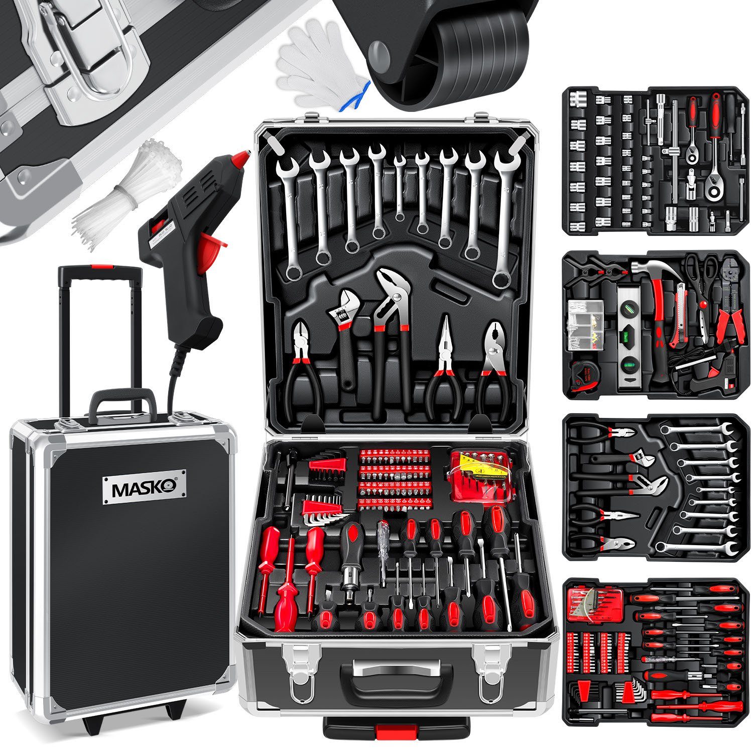 MASKO Werkzeugtrolley, 969 tlg Werkzeugkoffer Werkzeugkasten Werkzeugkiste  Werkzeug | Werkzeug-Sets