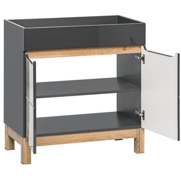 Lomadox Waschbeckenunterschrank SOLNA-56 grau 60x85x45cm