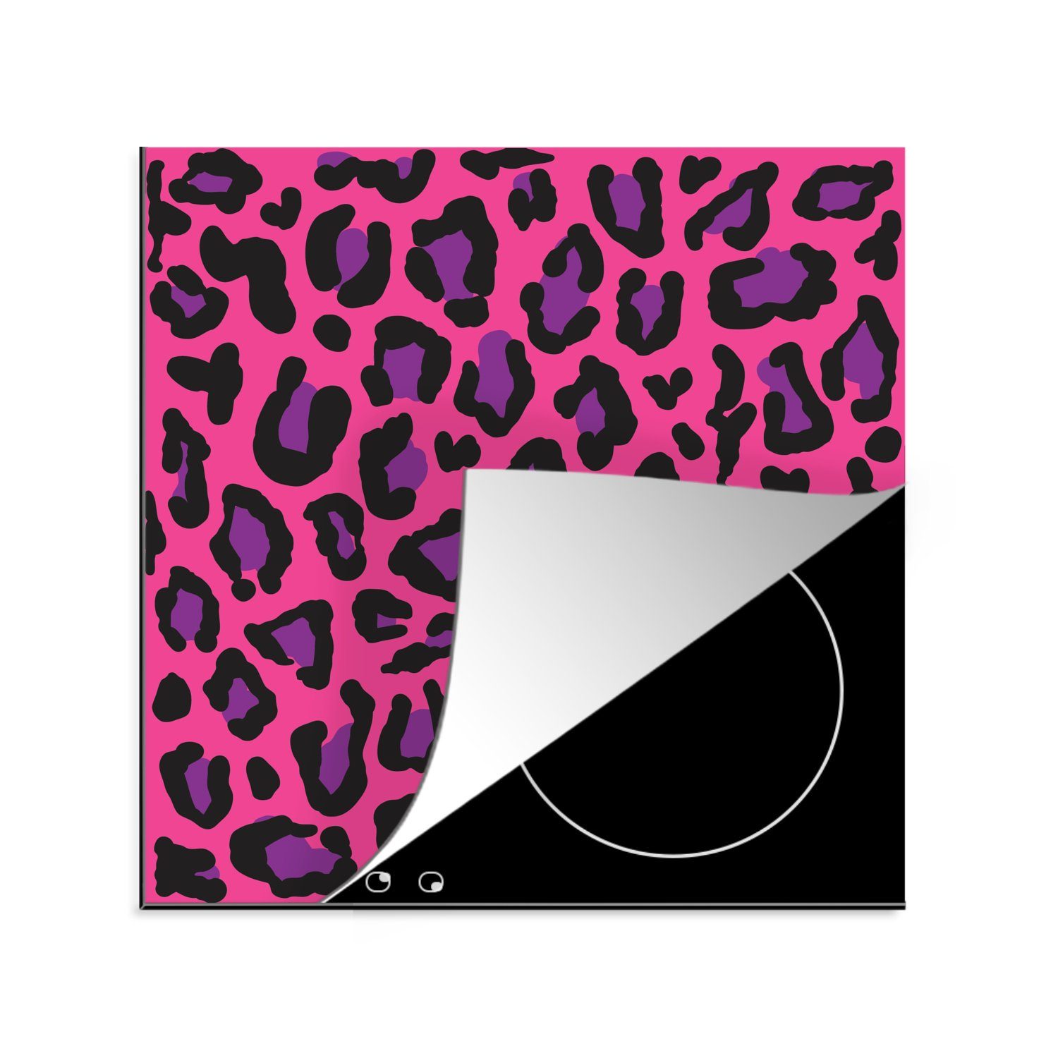 cm, küche Pantherdruck Rosa Ceranfeldabdeckung, Lila, MuchoWow 78x78 Herdblende-/Abdeckplatte Arbeitsplatte tlg), (1 für - - Vinyl,